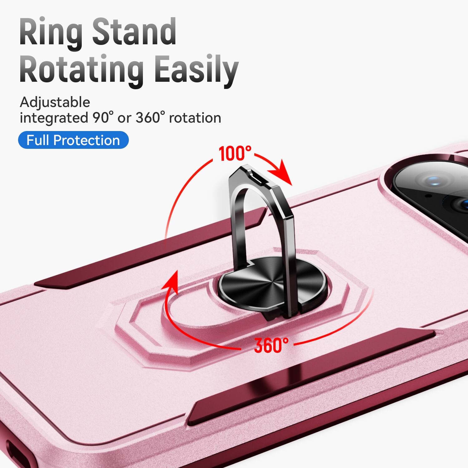 Ring Stand Rotating Easily Adjustable integrated 90° or 360° rotation Full Protection