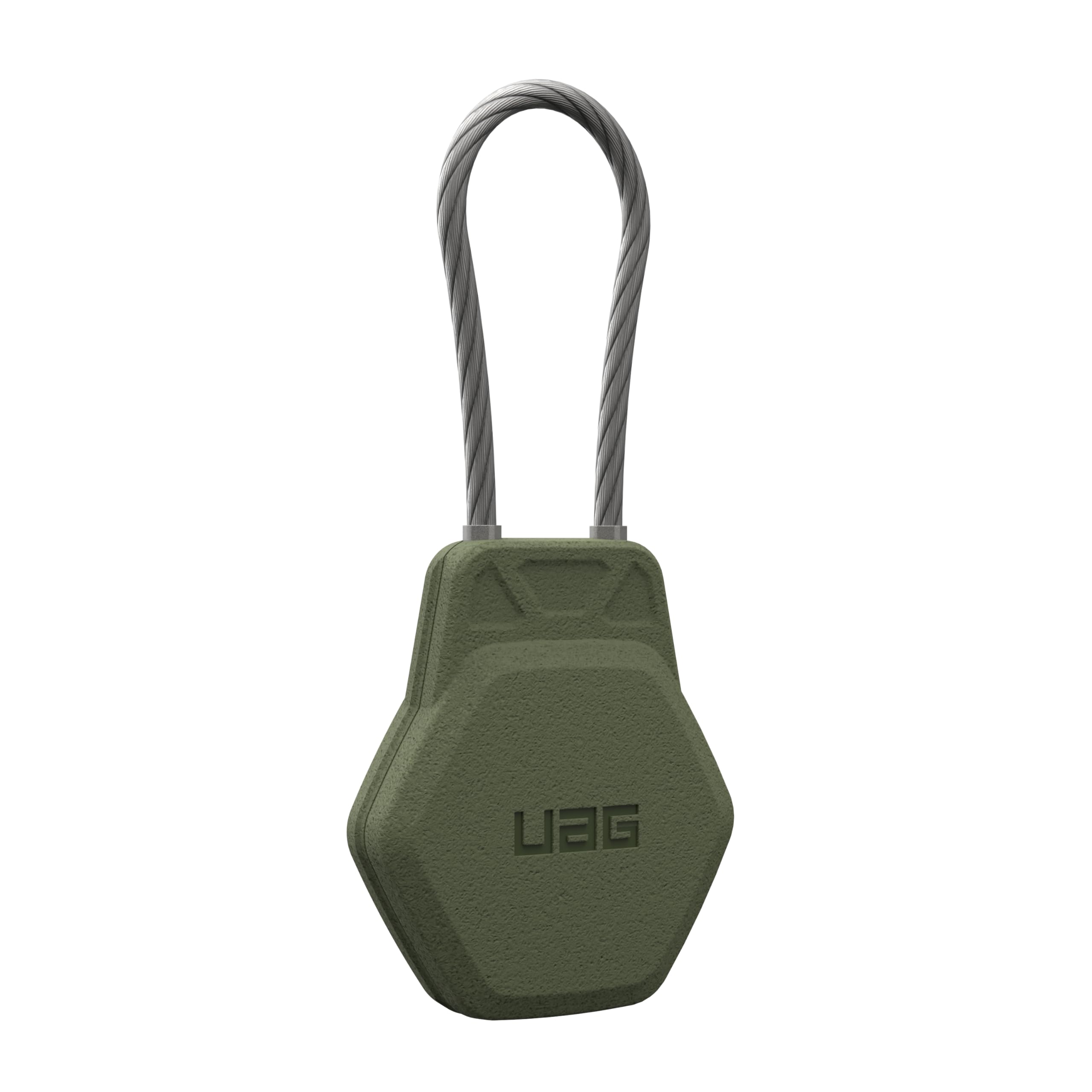 Alt View 5. UAG - AirTag Case w/ Wire Cable for Keys, Luggague, & Bags - Hard Shell Lock AirTag Holder Protective Cover - Olive Drab.