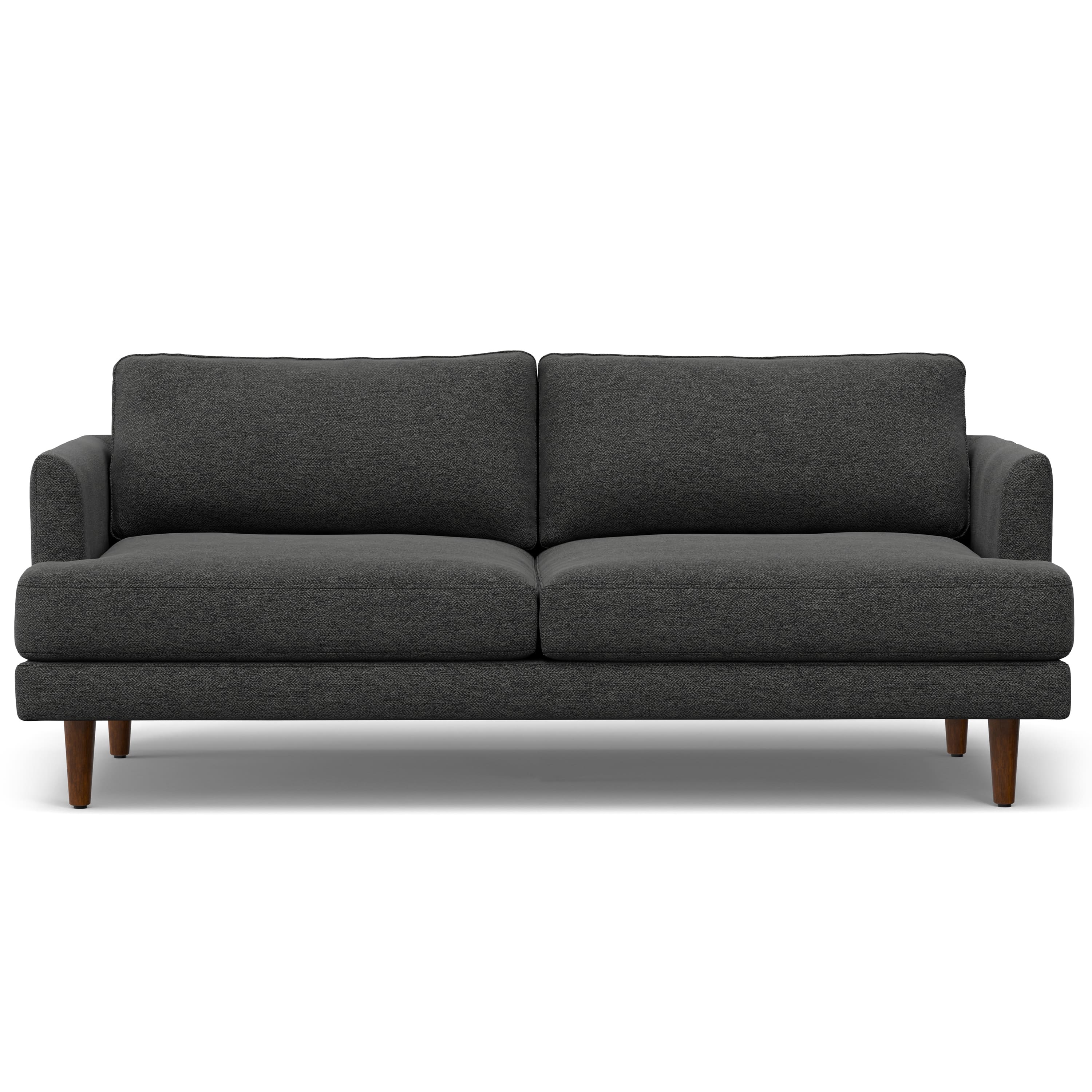 Simpli Home - Livingston 76 inch Wide Mid-Century Modern Loveseat Sofa in Charcoal Grey Woven-Blend Fabric - Charcoal Grey