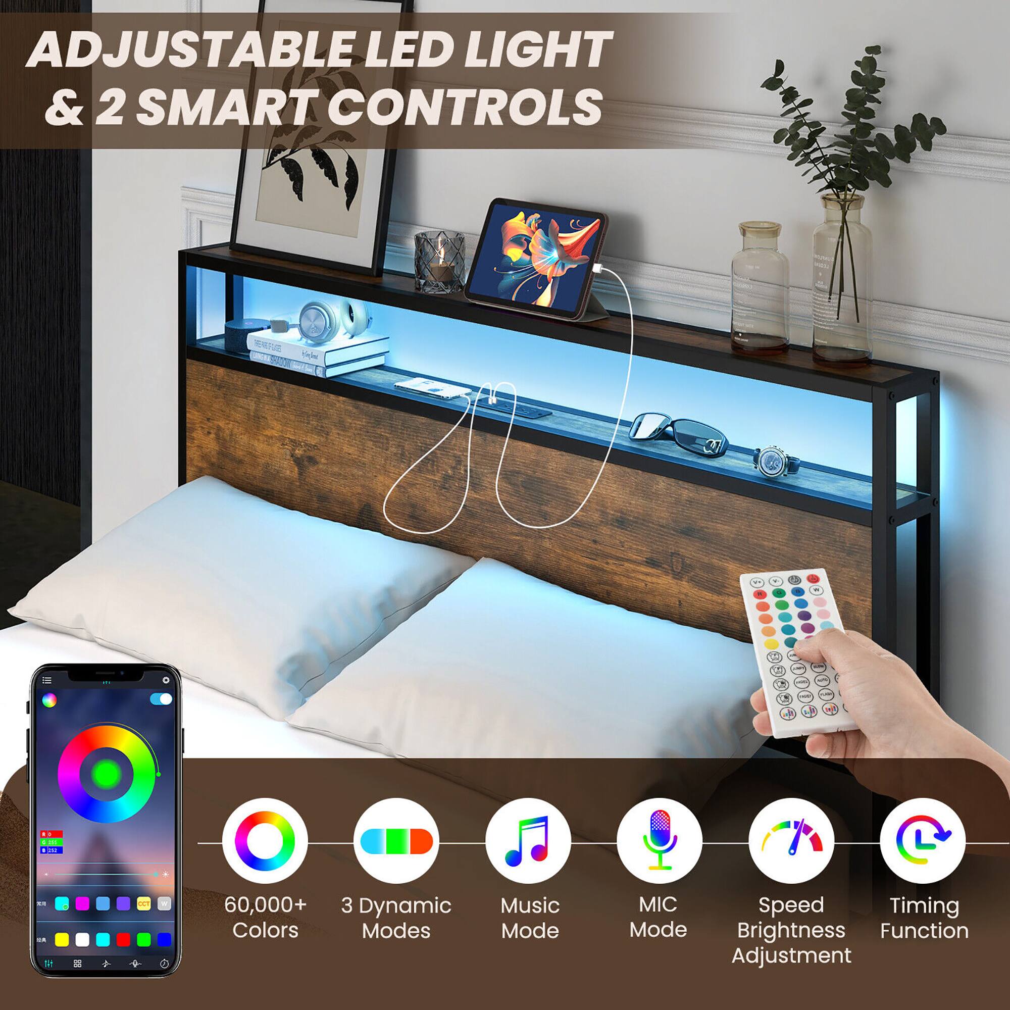 ADJUSTABLE LED LIGHT & 2 SMART CONTROLS

- 60,000+ Colors
- 3 Dynamic Modes
- Music Mode
- MIC Mode
- Speed Adjustment
- Timing Function