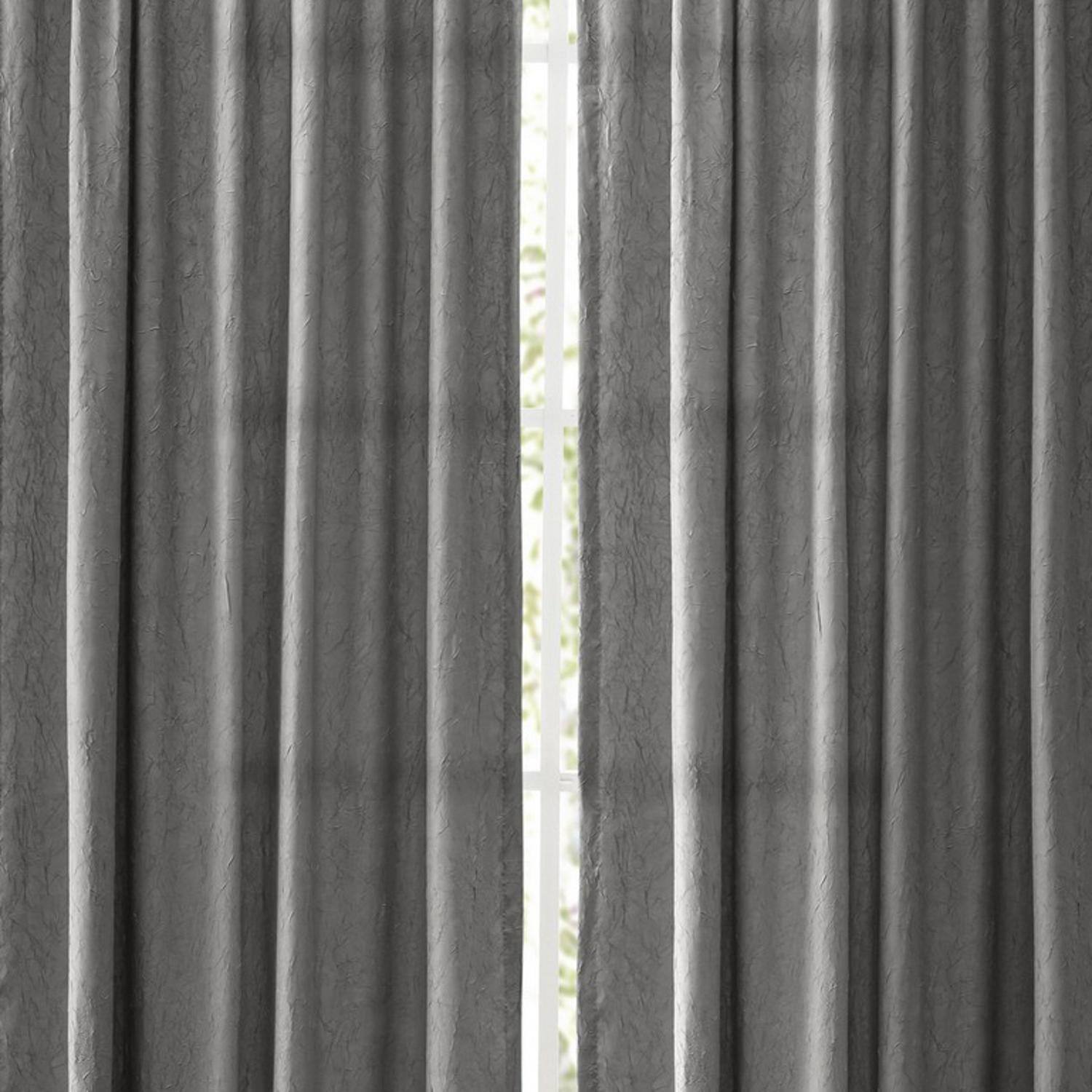 Left. Ellis Curtain - Ellis Curtain Portland Crushed Taffeta Rod Pocket Tailored Panel - 48x63" Grey - Grey.
