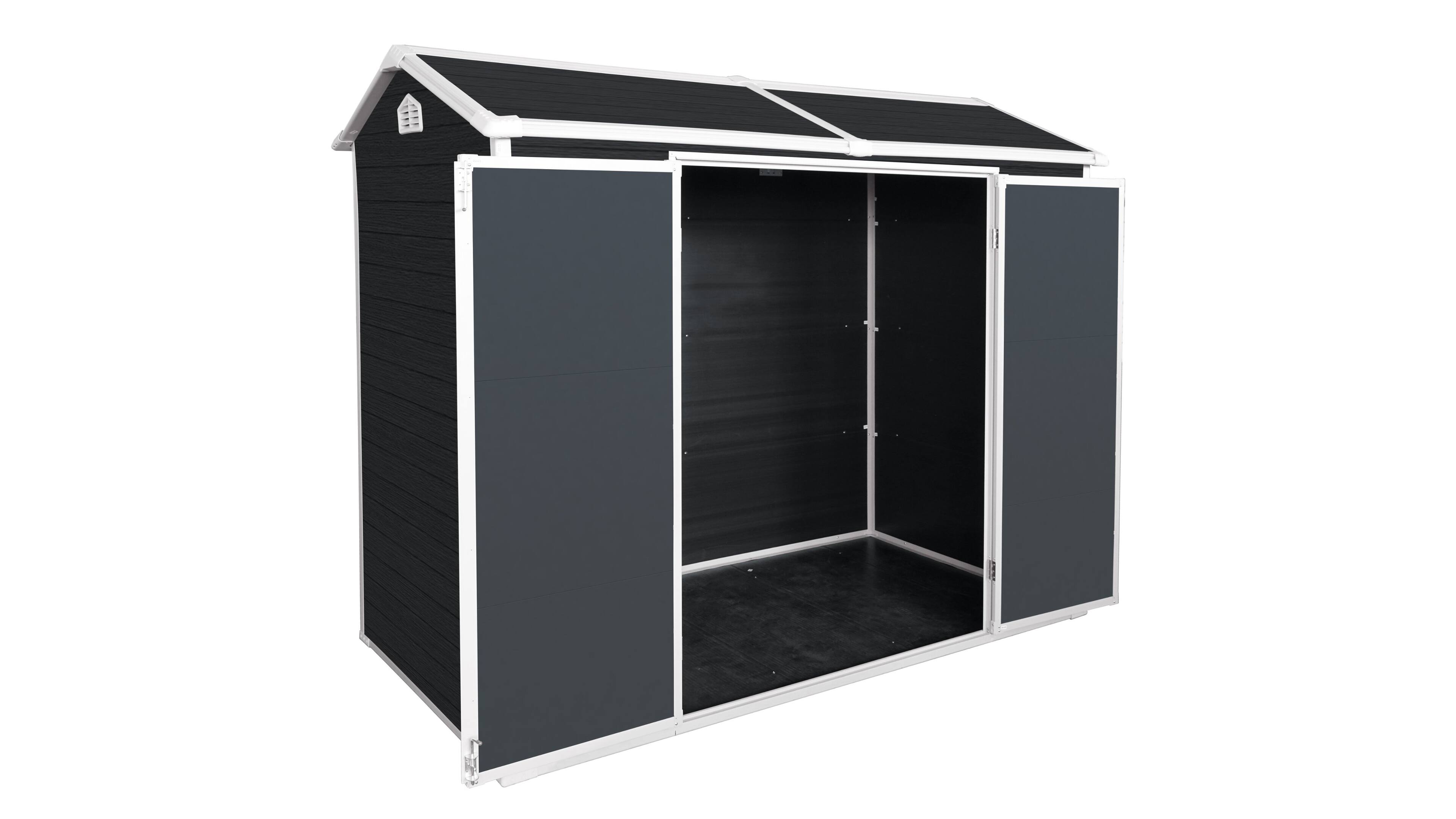 Alt View 6. Loheer - Loheer 8x4 Outdoor Resin Shed with Floor Plastic Garden Storage Shed Lockable Door for Bikes Trash Cans Black.