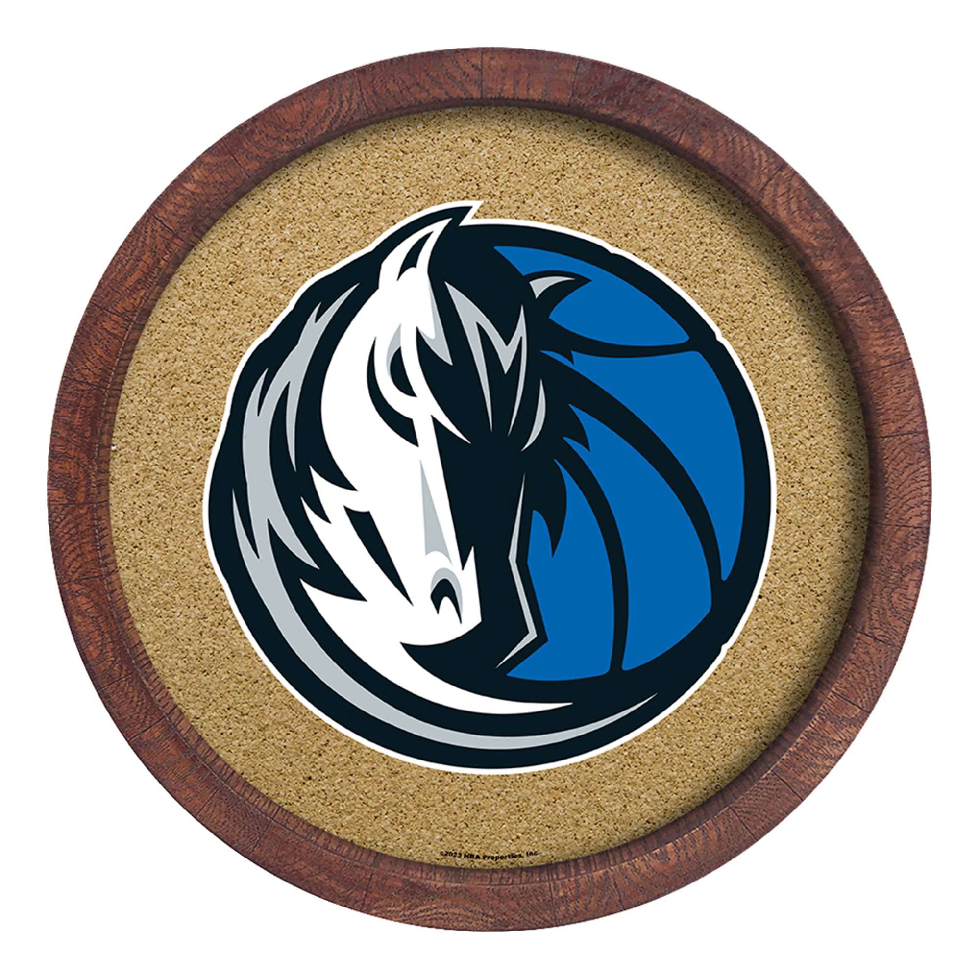 Dallas Mavericks 20.25'' Round Faux Barrel Framed Cork Board