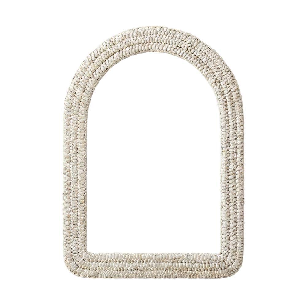 Front. Elegant Decor - Arch Cornhusk Mirror 27x36 in Linen White - Linen White.