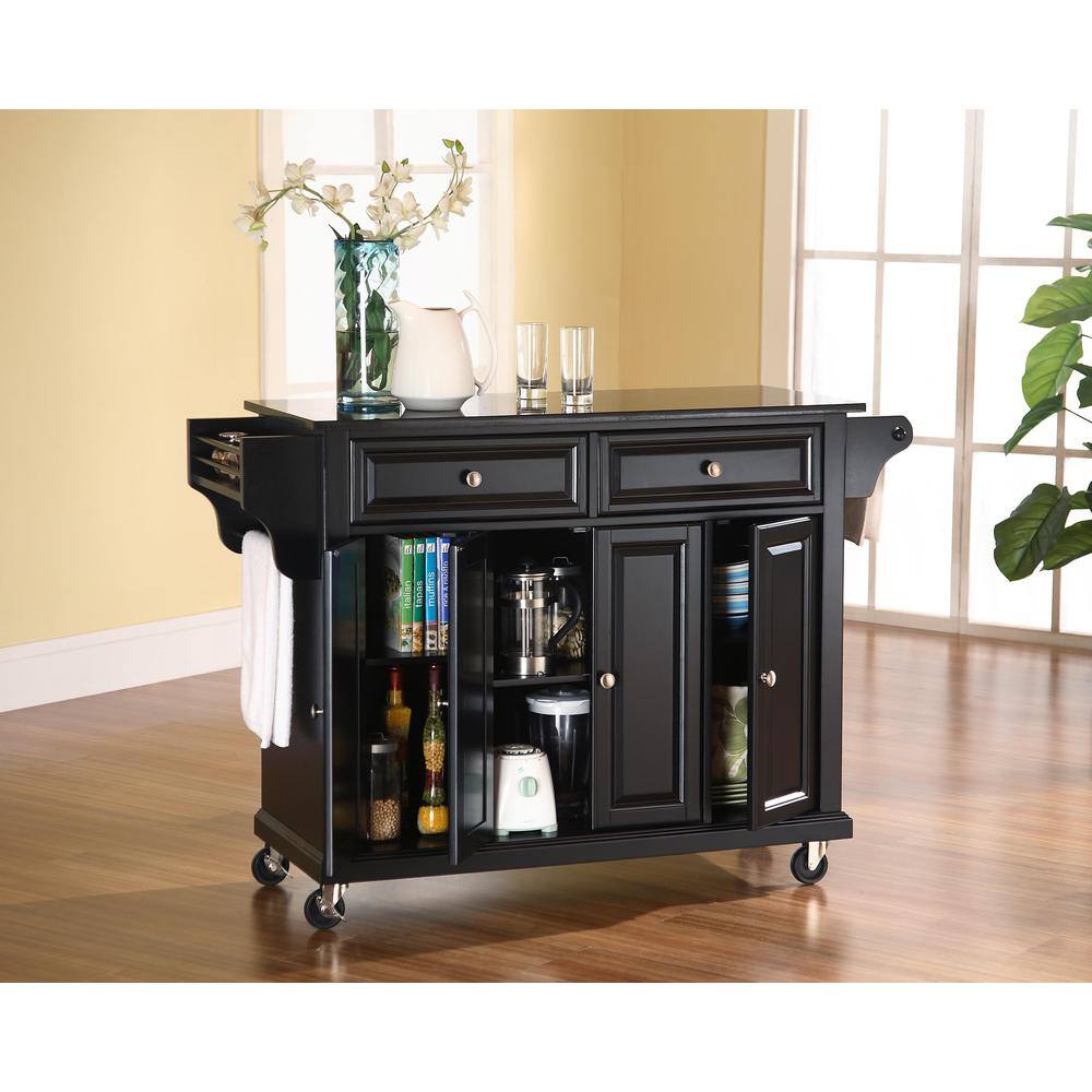 Back. Crosley Furniture - Full Size Granite Top Kitchen Cart - Black.
