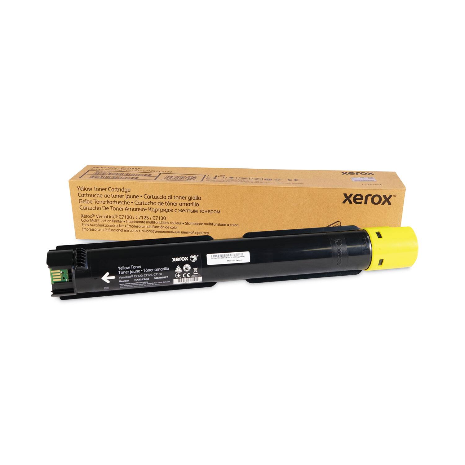 FECCEM | - xerox Yellow Toner Cartridge  
Cartouche de toner jaune  
Cartuccia a toner giallo  
Gelbe Tonerkartusche  
Cartucho de toner amarillo  
Cartucho De Toner Amarelo  

C Xerox Vessalink C/120 C7120/C7125/C7 C7130  
Color Multifunction Printer  
Imprimante multifonctions couleur  
Stampante multifunzioni a colori  
Impresora multifunción de color  

Yellow Toner Cartridge  
Cartouche de toner jaune  
Cartuccia di toner giallo  
Gelbe Tonerkartusche  
Cartucho de toner amarillo  
Cartucho De Toner Amarelo  

Xerox® Vessalink® C/120 C7120/C7125/C7 C7130  
Color Multifunction Printer  
Imprimante multifonctions couleur  
Stampante multifunzioni a colori  
Impresora multifunción de color  

Yellow Toner  
Toner jaune  
Toner amarillo  
