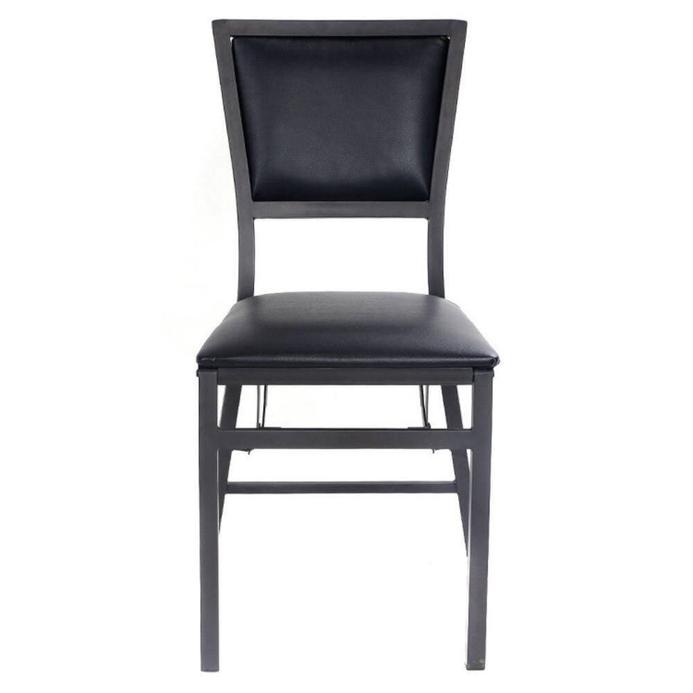 Alt View 2. Pefilos - Set of Metal Folding Dining Chair with Space Saving Design Lounge Chair Room Chair for Kitchen - Black.