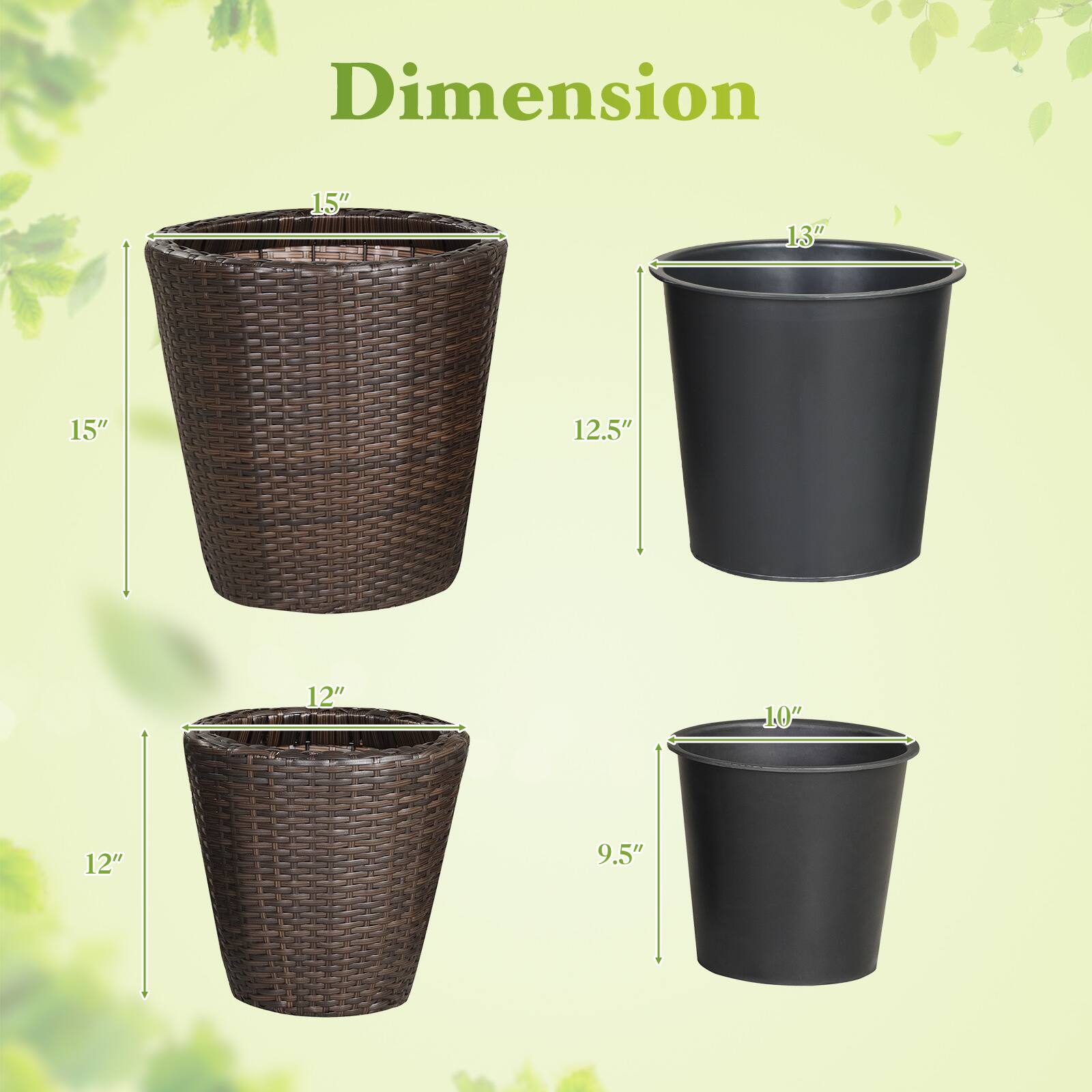 Dimension
15"
13"
15"
12.5"
12"
10"
12"
9.5"
