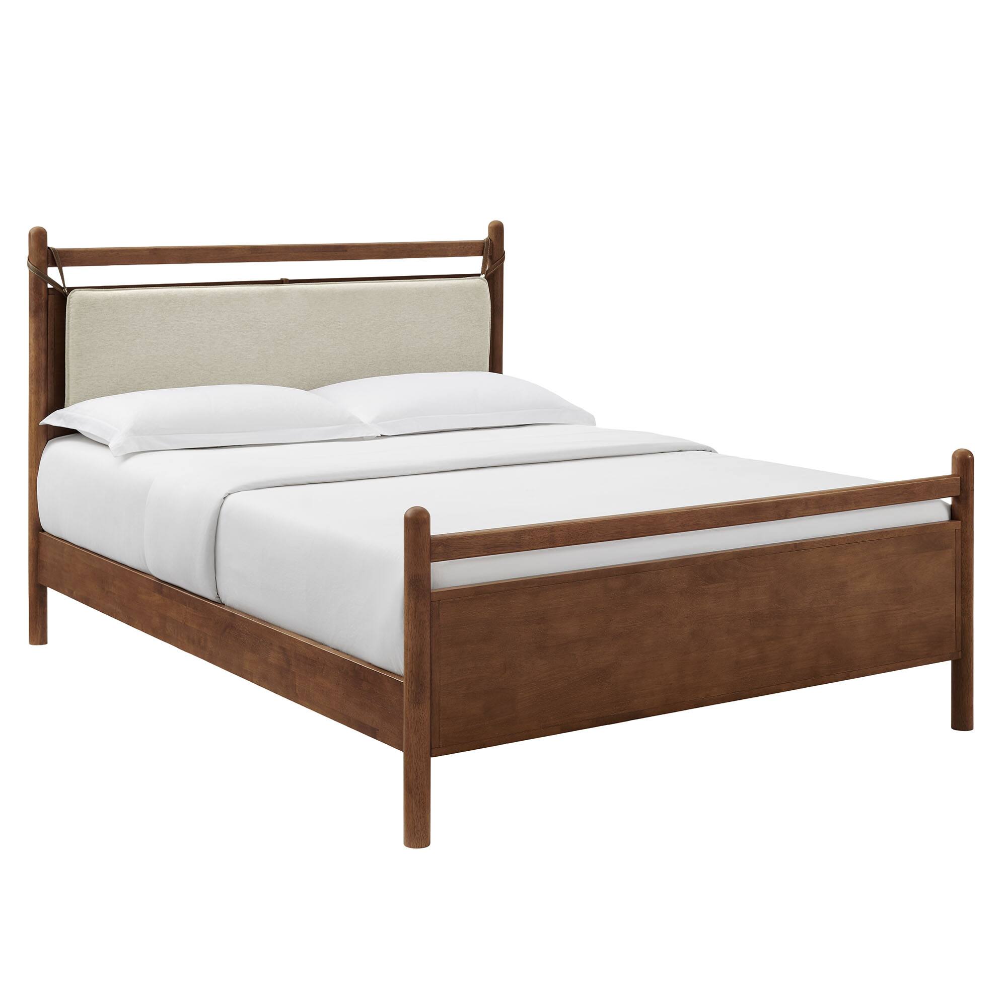 Angle. Modway - Leni Wood Platform Bed Frame by Modway - Walnut Heathered Ivory.