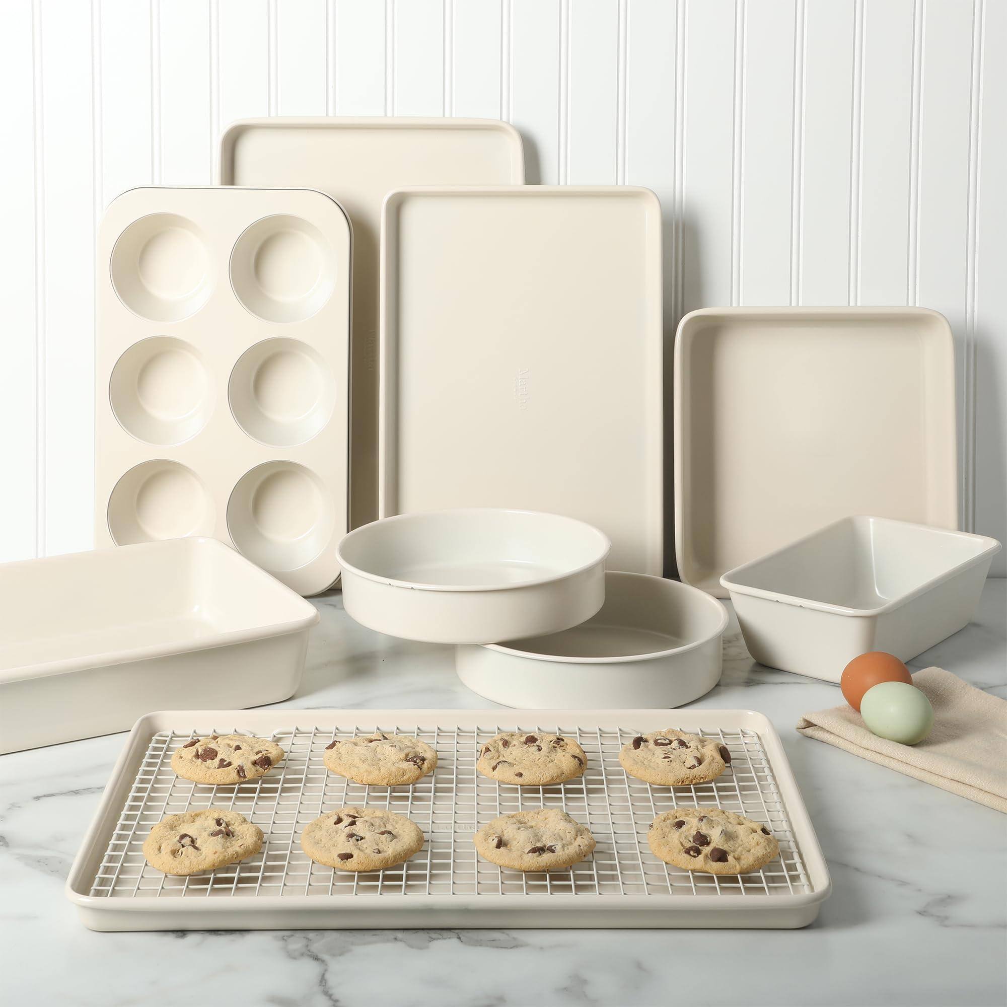Alt View 3. Stylel Star - Gallen Baking Pans Ceramic Pfa Free Non Stick Bakeware Set - Linen A SET INCLUDES One 17-inch cookie sheet with cooli.