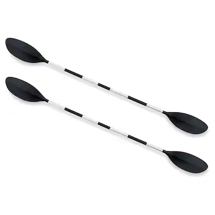 Front. Intex - Intex 86" Lightweight Aluminum Double Oar Inflatable Kayak Paddle, Black, 2 Pack - Black.