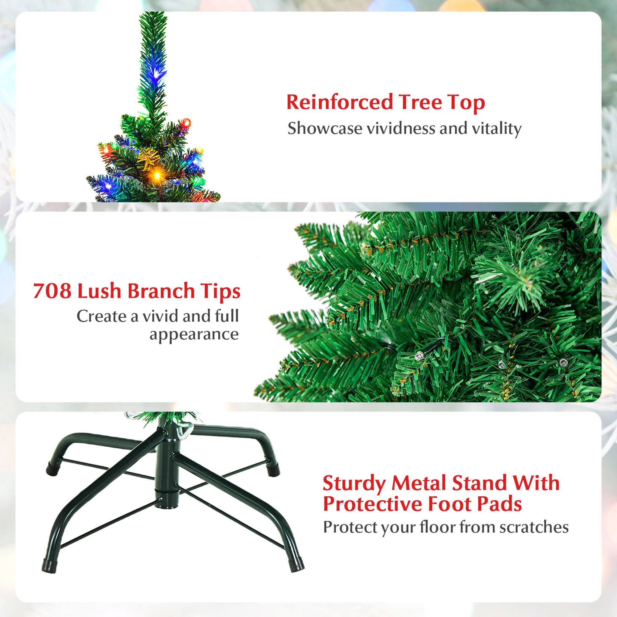 Reinforced Tree Top  
Showcase vividness and vitality  

708 Lush Branch Tips  
Create a vivid and full appearance  

Sturdy Metal Stand With Protective Foot Pads  
Protect your floor from scratches