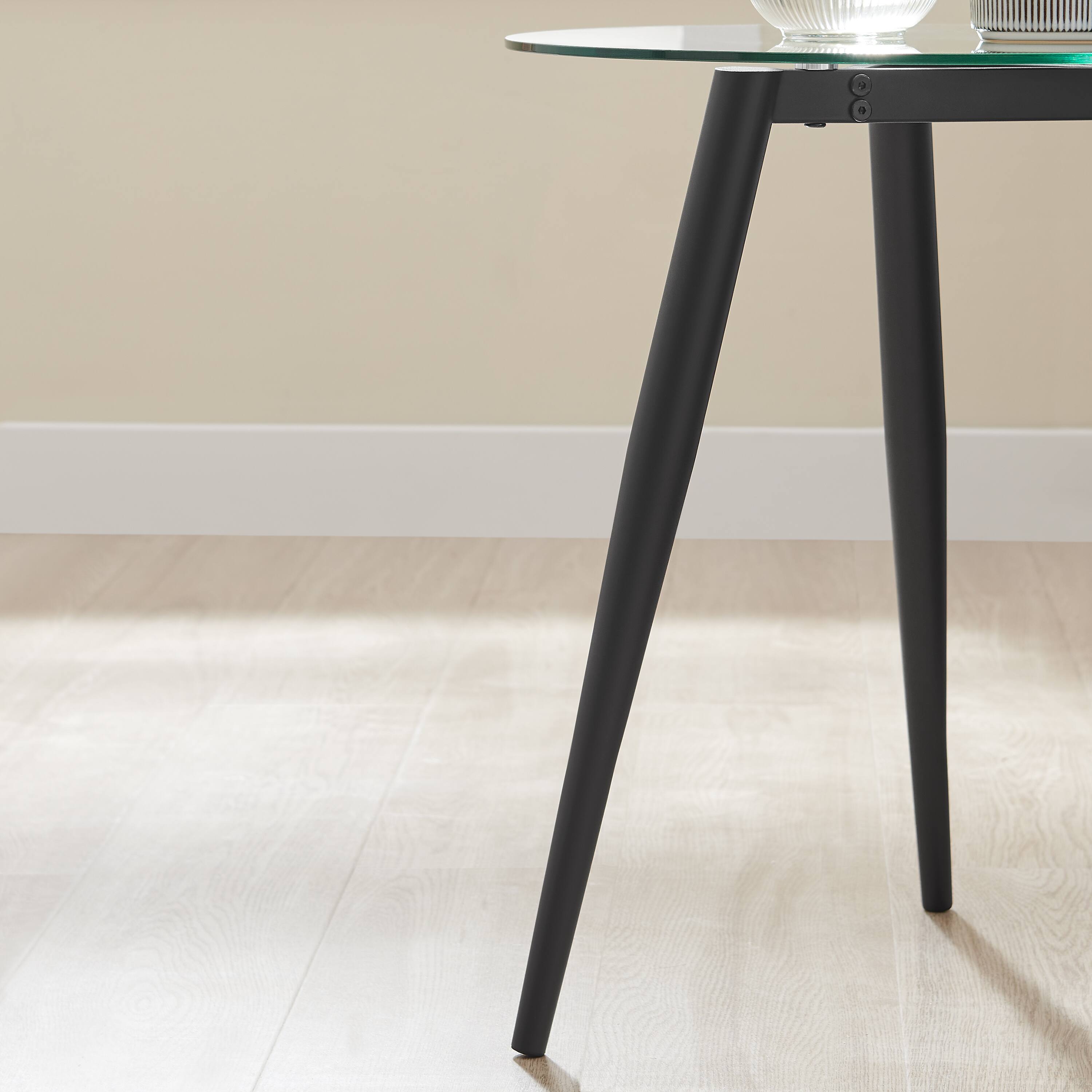 Alt View 6. Danya B - Van Beuren Side Table with Taper Legs and Clear Glass Tabletop - Black - Black, Clear.