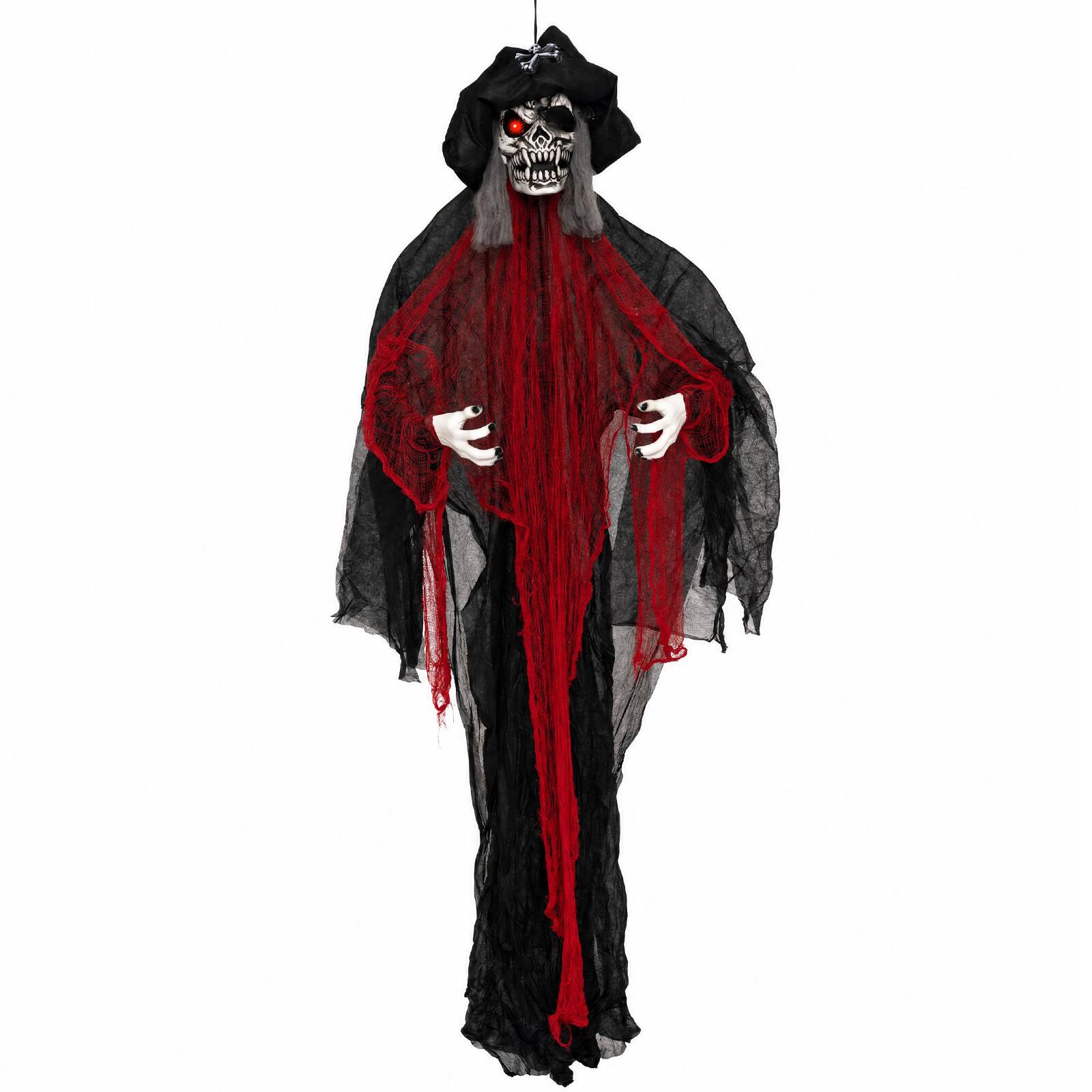 Alt View 1. Costway - Costway 9.4 Ft Skull Captain Animatronics with Glowing Eyes, Creepy Sounds, Sound Control - Multicolored.