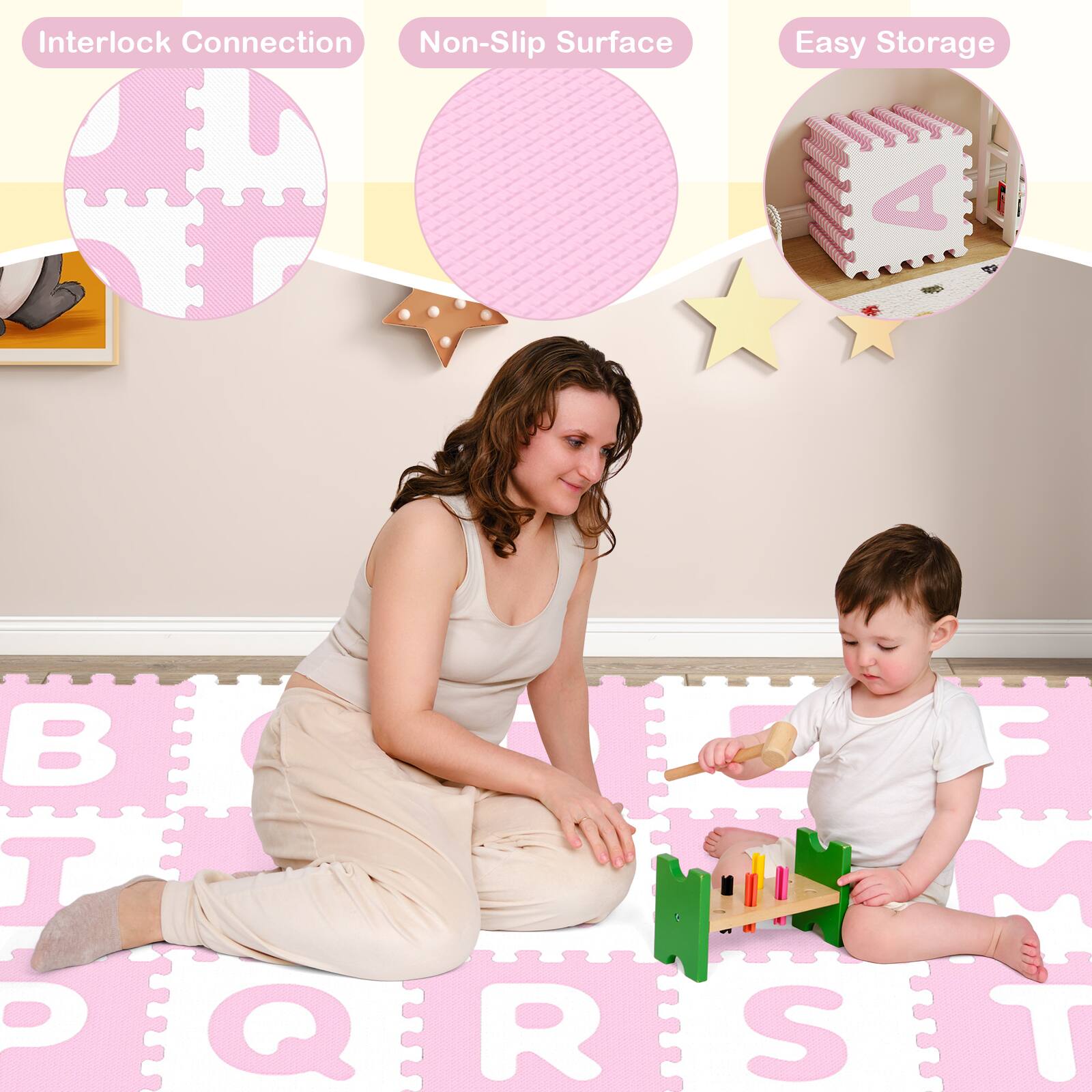 Interlock Connection  
Non-Slip Surface  
Easy Storage  
A B T g 5 Q R S F M T