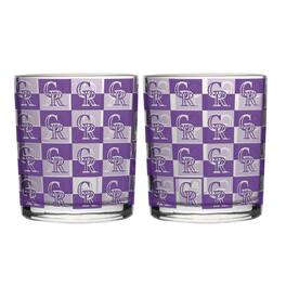 Logo Brands - Colorado Rockies Two-Pack 12oz. Gridiron Stained Rocks Glass Set - Multicolor