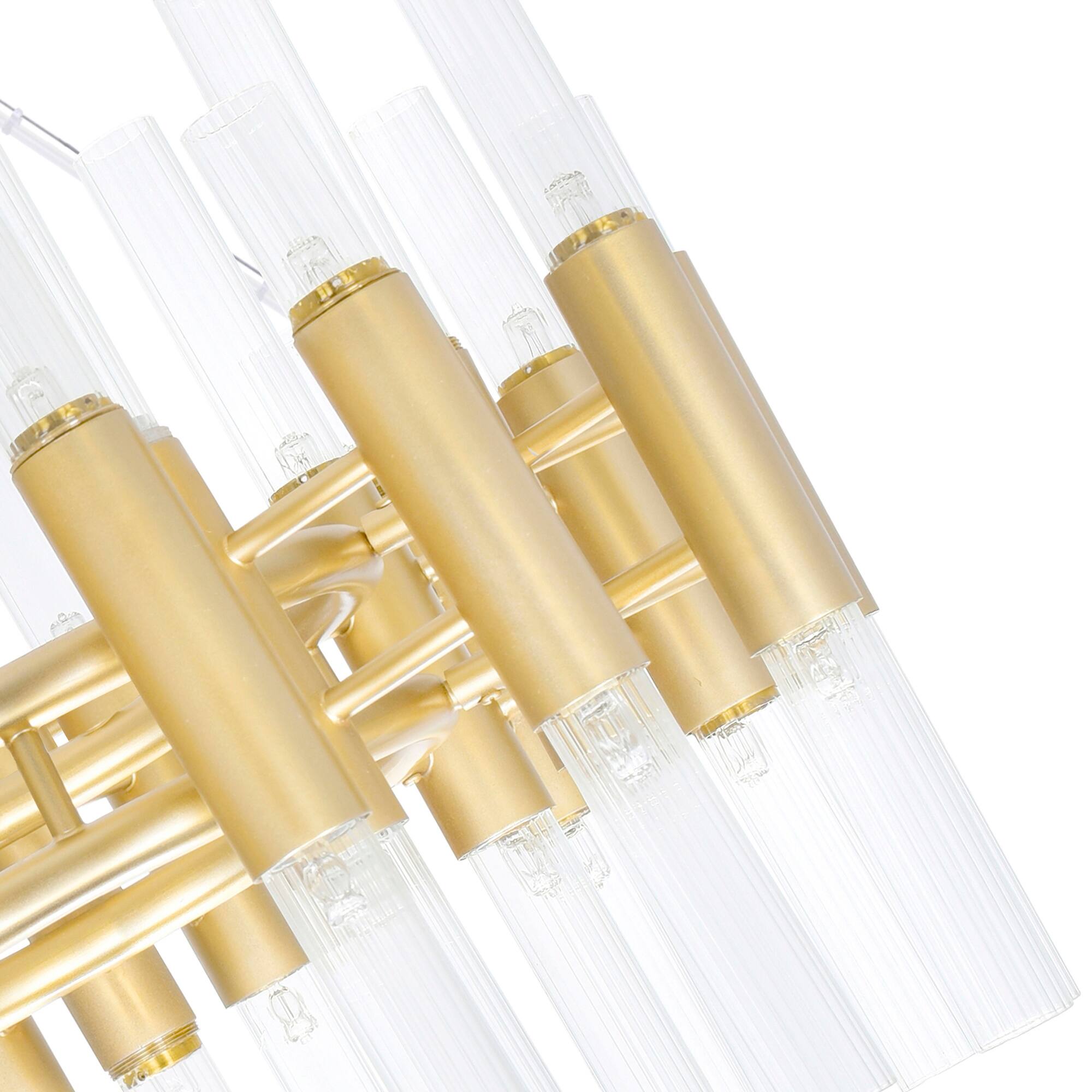 Left. CWI Lighting - Orgue 123 Light Chandelier With Satin Gold Finish - Satin Gold.