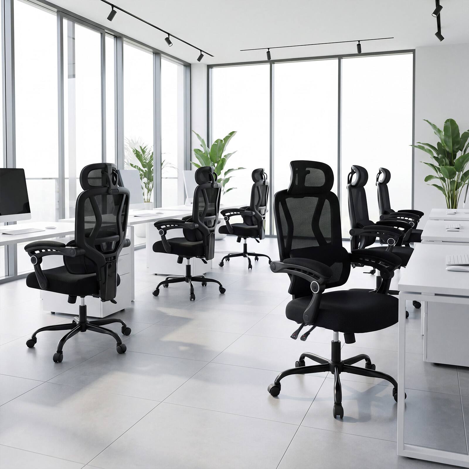 Alt View 4. Costway - Costway Ergonomic Office Computer Mesh Chair with High Back, Adaptive Lumbar Support - Black.