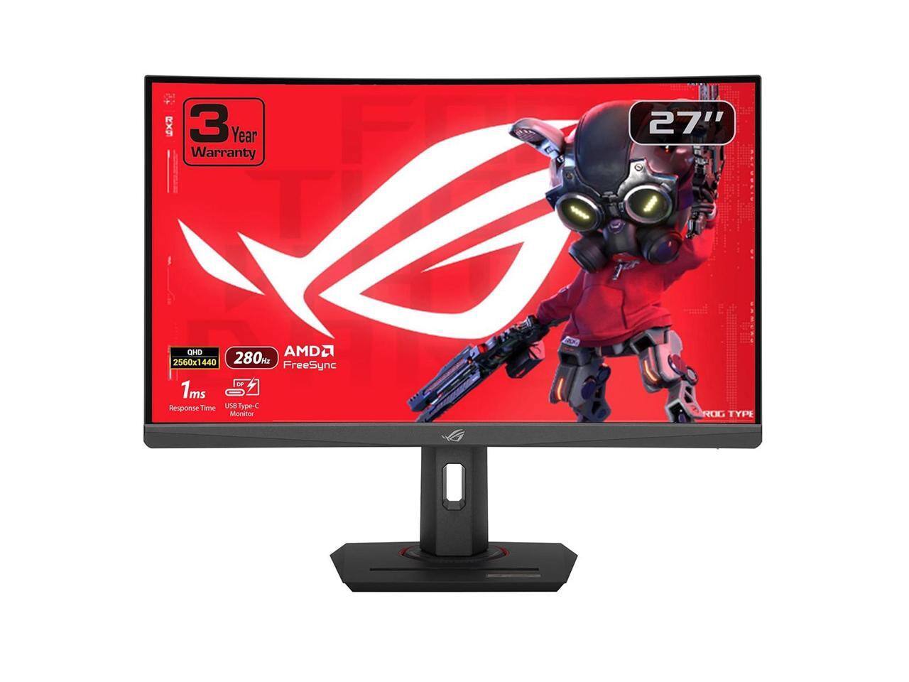 RXS 3 Year Warranty  
27"  
QHD 2560x1440  
280Hz FreeSync  
1ms Response Time  
AMD  
USB Type-C Monitor  
ROG TYPE