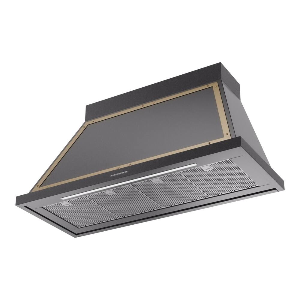 Alt View 1. ILVE - ILVE Nostalgie II Series 48 in. Noblesse Wall Mount Range Hood with 850 CFM (Brass Trim) - Glossy Black.