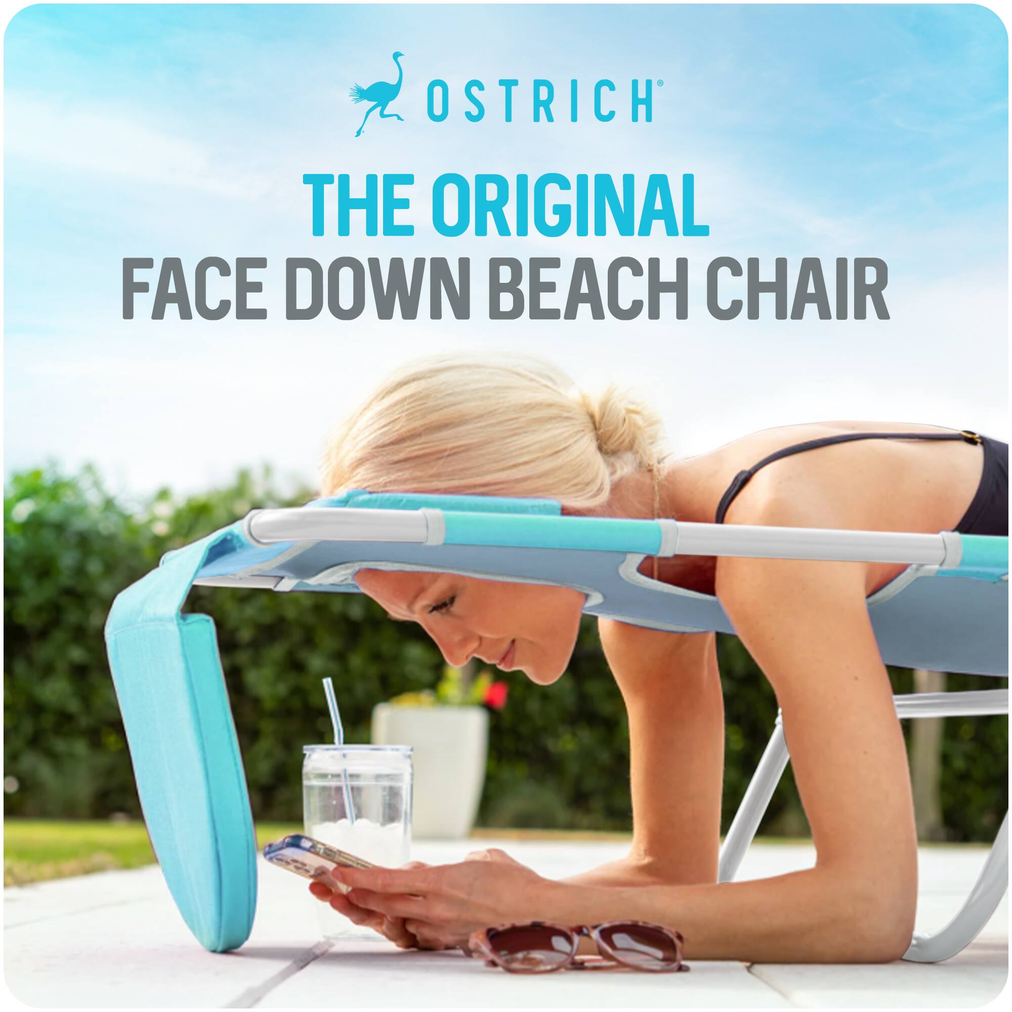OSTRICH  
THE ORIGINAL  
FACE DOWN BEACH CHAIR