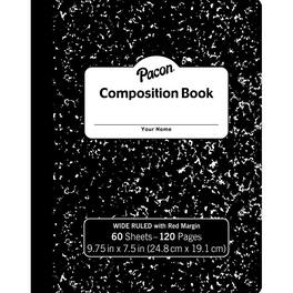 Pacon - Composition Book, Black Marble, 3/8" Ruled w/Margin, 9-3/4" x 7-1/2", 60 Sheets