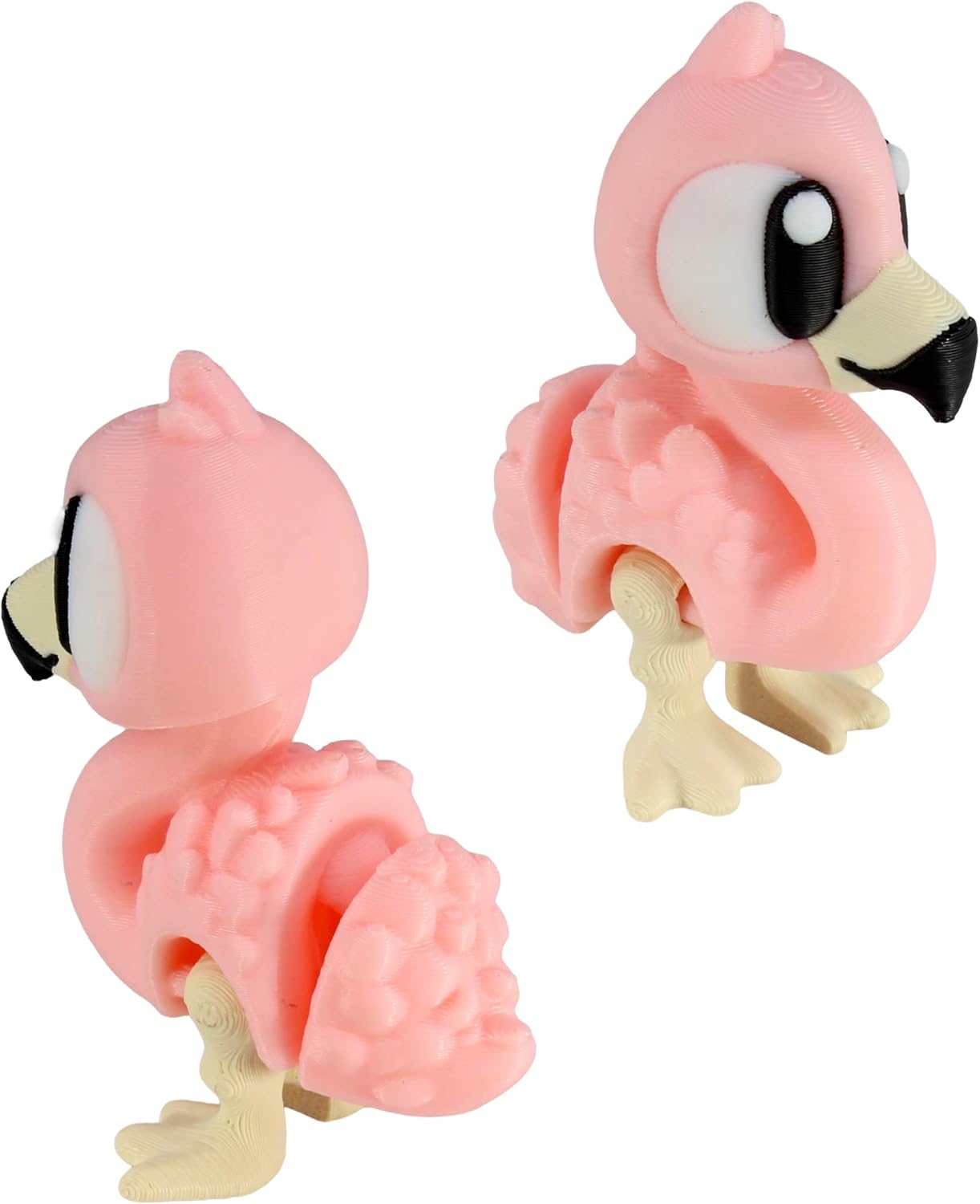 Back. JuzToys - 3D Printed Articulated Flamingo Fidget Toy 3 Pack, Flexible Cute Animal Desk Decor, Adult Fidget Collectible by PowerTRC - Pink.