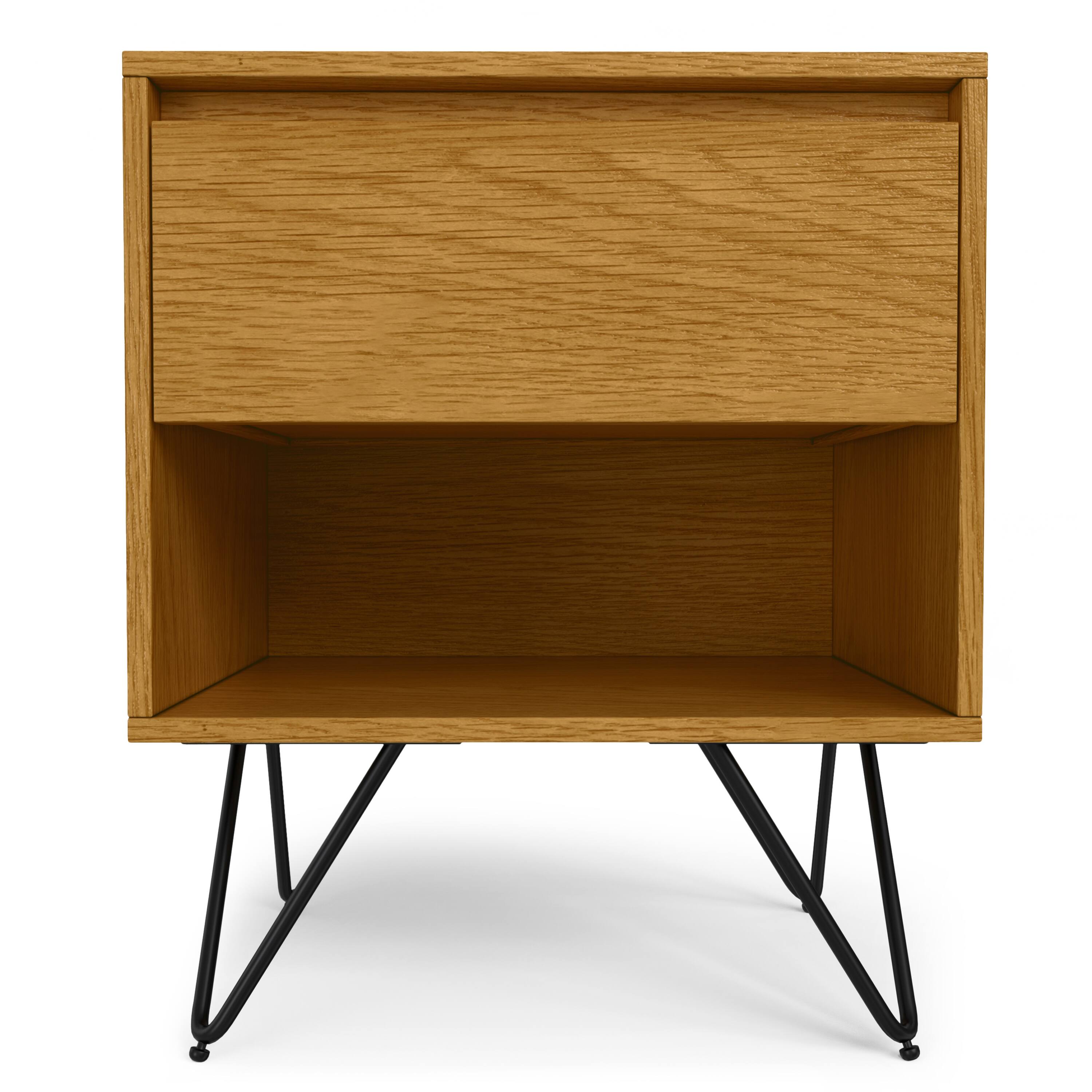 Left. Simpli Home - Hunter  20 inch Wide Industrial Nightstand in Oak - Oak.