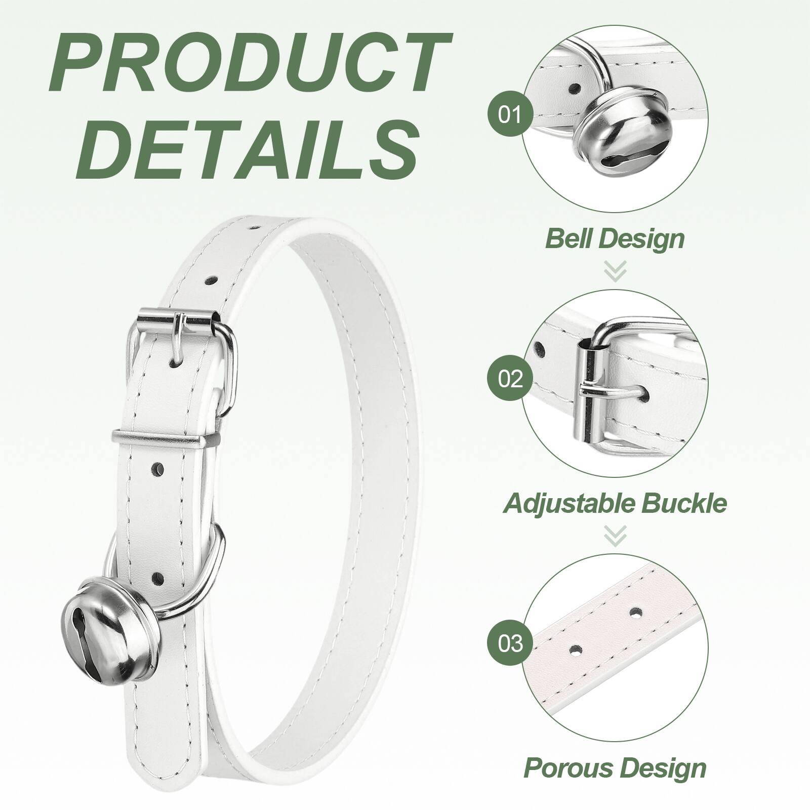 PRODUCT DETAILS

01 Bell Design  
02 Adjustable Buckle  
03 Porous Design