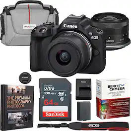 Bundle - Canon - EOS R100 Mirrorless Camera + 18-45mm F4.5-6.3 IS STM Lens Kit Premier