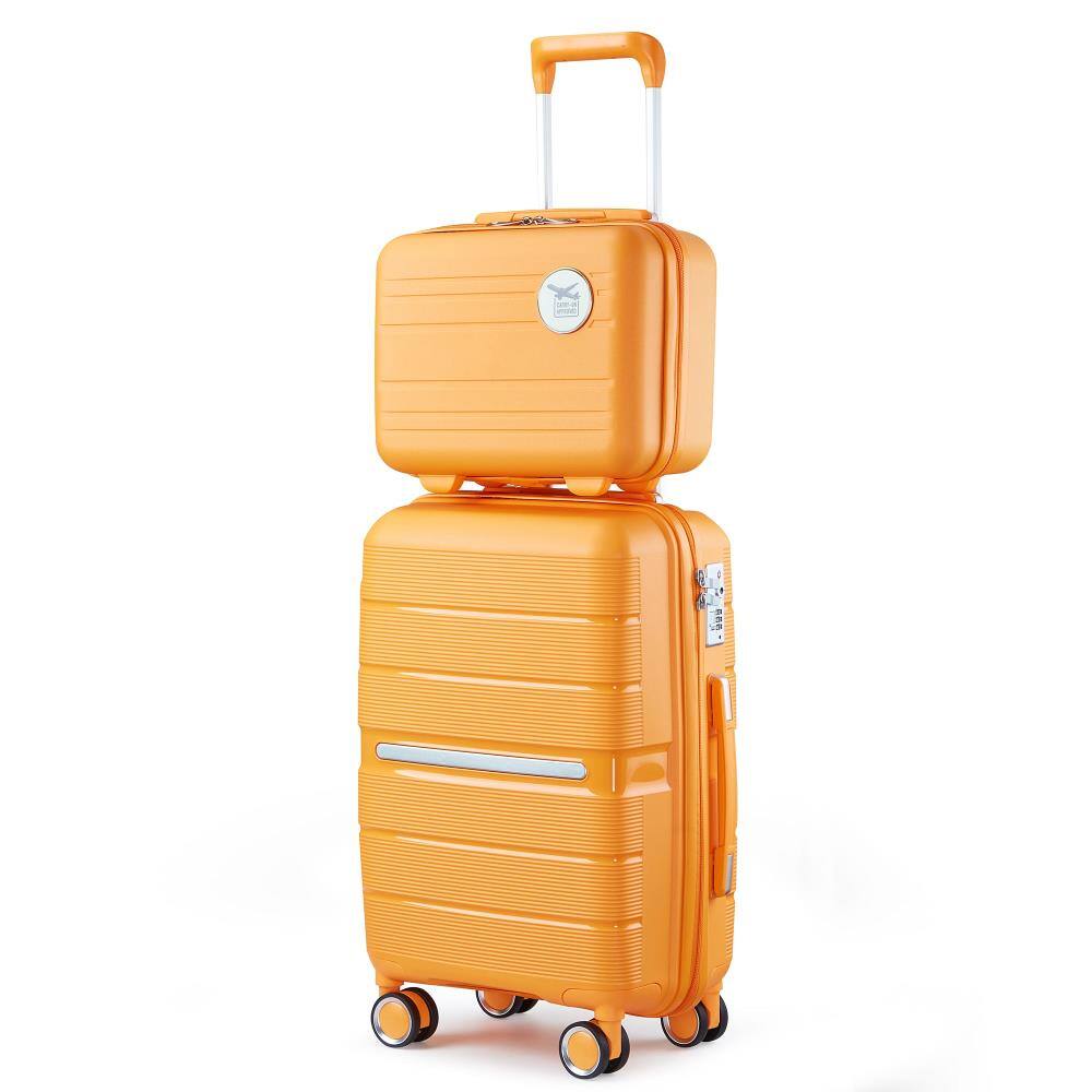 Angle. BreeBe - Luggage Sets 4 Piece(14/20/24/28) PP Lightweight & Durable Expandable suitcase - Orange.