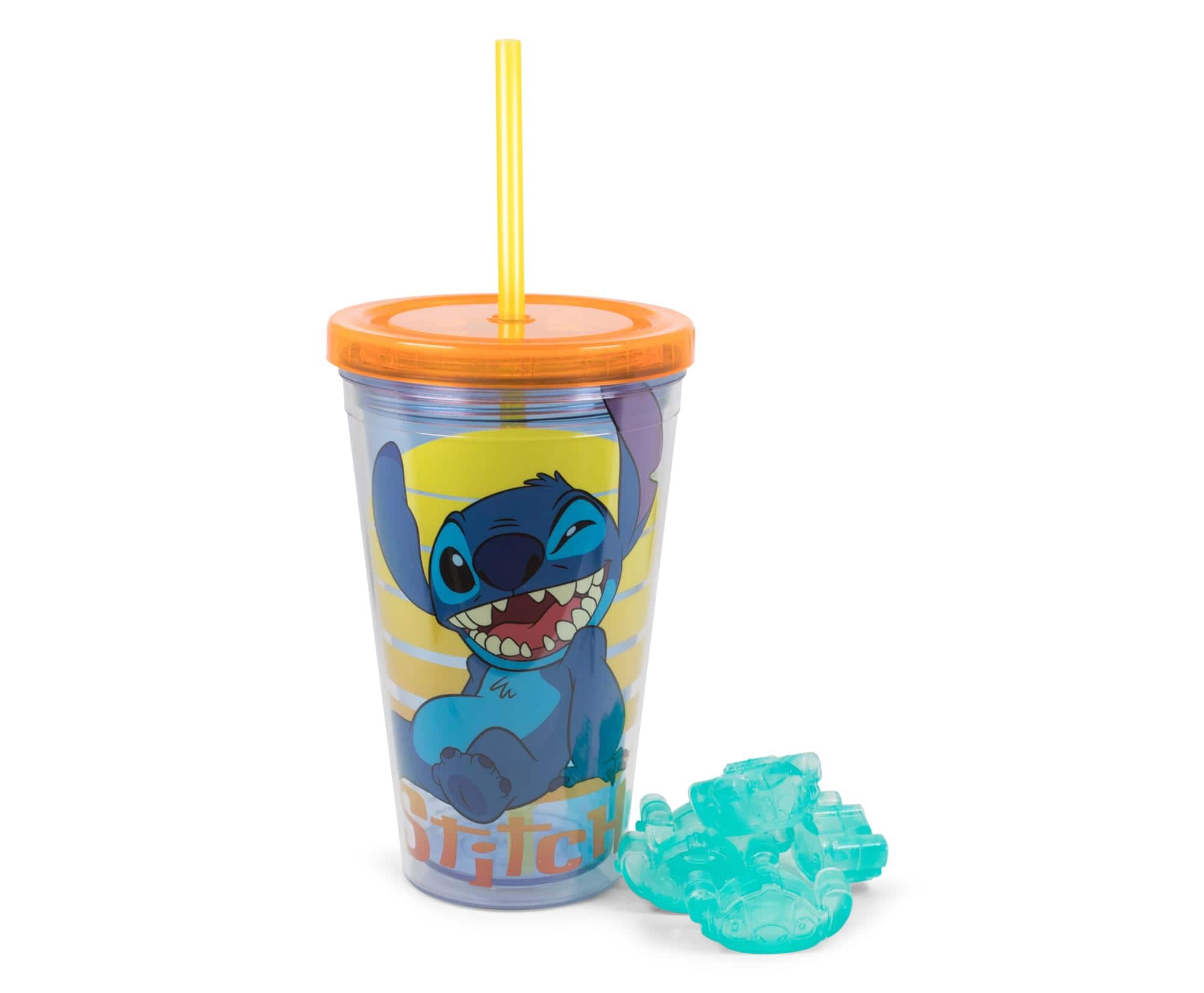 Front. Disney - Disney Lilo & Stitch Carnival Cup With Ice Cubes | Holds 16 Ounces - Blue.