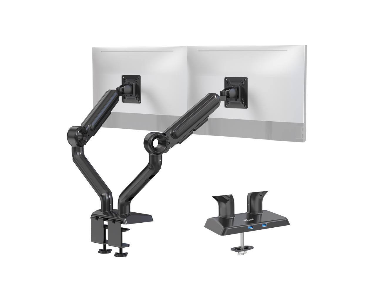 Alt View 1. Rosewill - Rosewill Dual Monitor Mount, 13-35" USB, Height Adjustable, VESA Clamp/Grommet Base, 26.4lbs Each - Black.