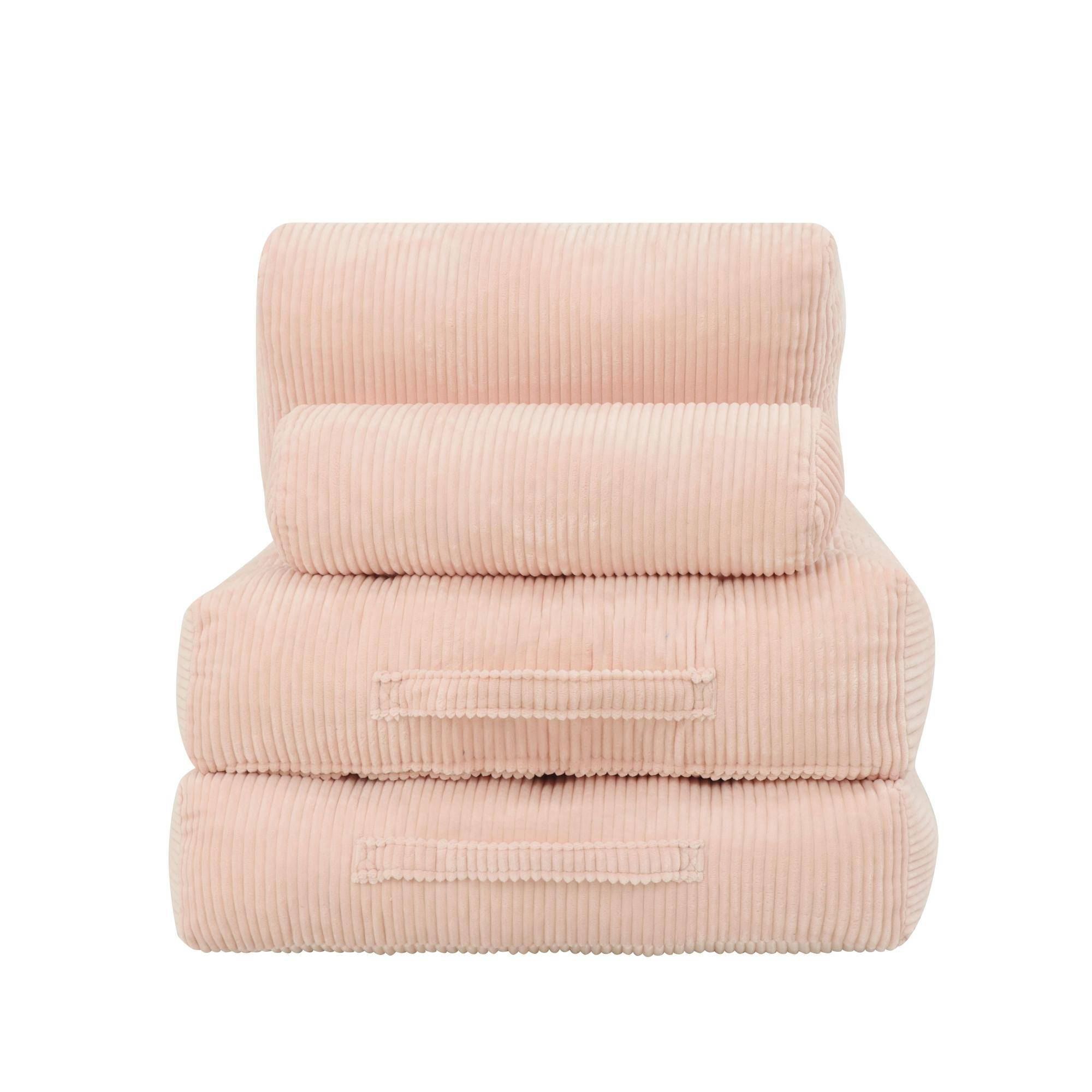Alt View 4. GOODSILO - Corduroy Fabric Beanbag Couch for Living Room, Bedroom and Dorm, Cozy Fluffy Cloud Mini Couch - Pink.