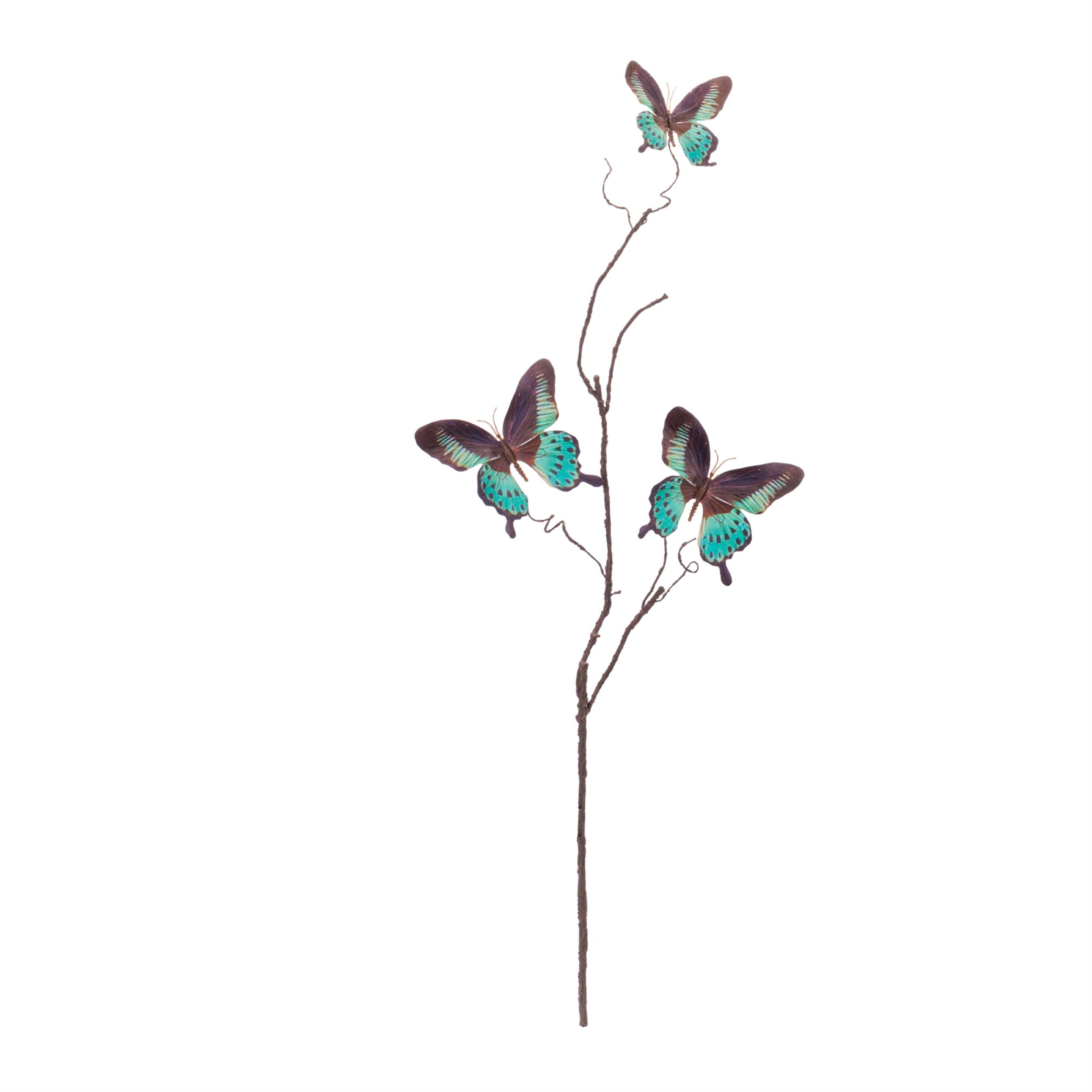 Angle. BreeBe - Butterfly Twig Spray (Set of 6) - Blue, Black.