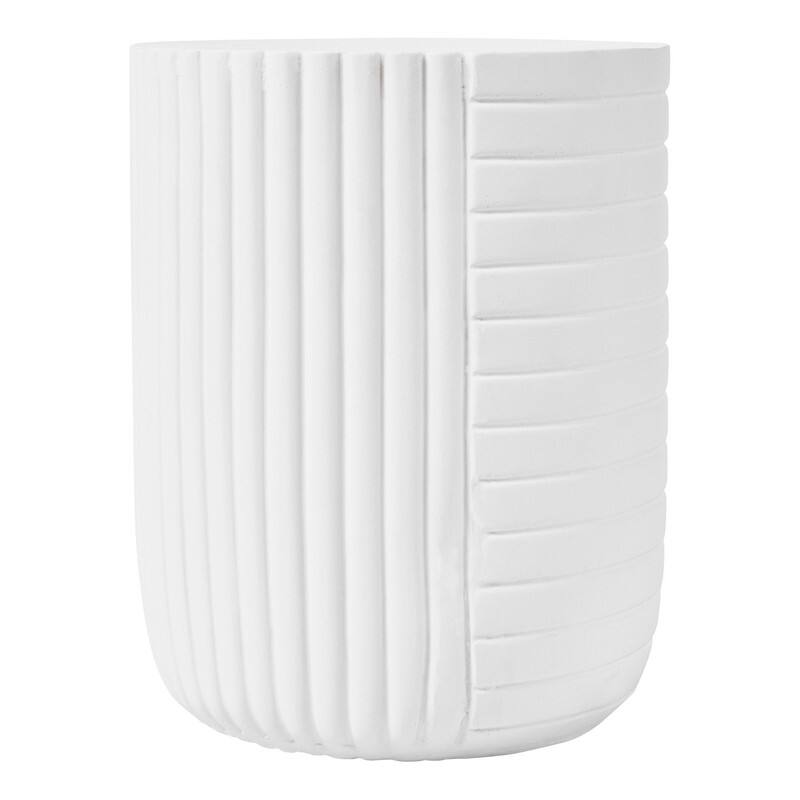 Alt View 4. LeisureMod - Trove 14" Textured Round Side Table, Modern Fiberstone Weather Resistant Indoor/Outdoor End Table - No Assembly - White.