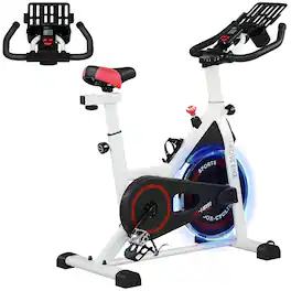 Soozier - lb Flywheel Indoor Stationary Bike with LCD Monitor - White, Red, Black