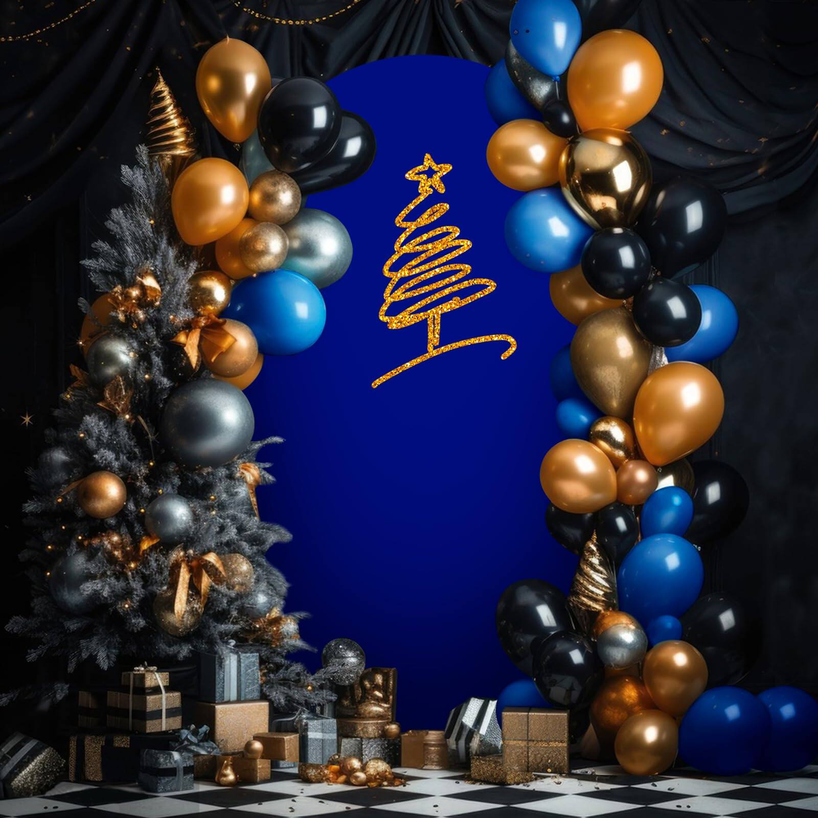 Left. Stylel Star - 7.2ft Royal Blue Wedding Arch Cover  Spandex Fitted Backdrop For Photography Round Top Chiara Stand Party Ceremony - White-7.2 FT.