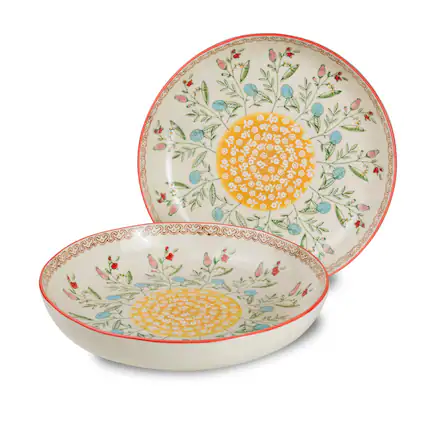 Front. Euro Ceramica Home - Ella 2 Piece Entree Bowls Set - Red - Red.