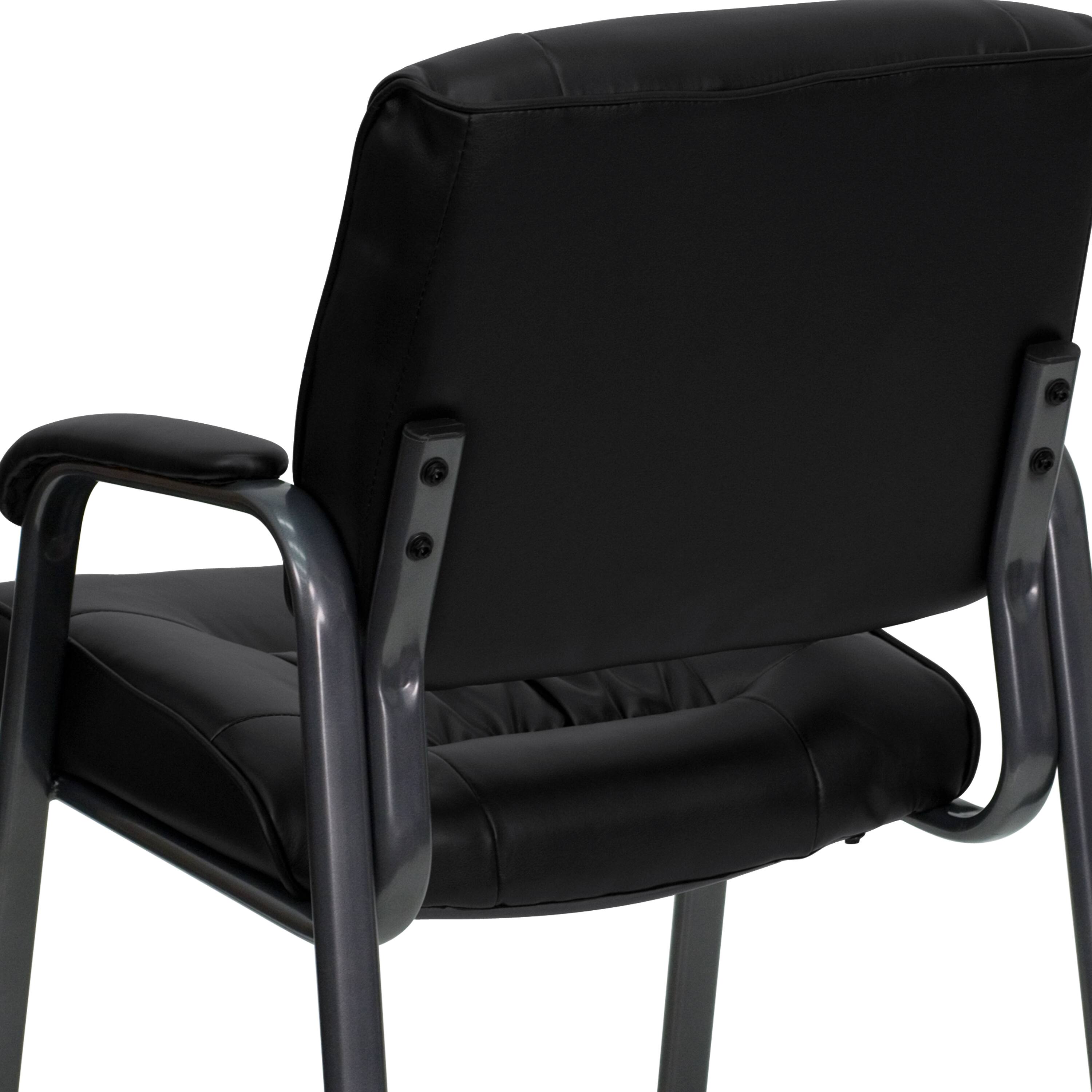 Alt View 9. Emma + Oliver - Faux Leather Executive Reception Chair with Powder Coated Frame - Black LeatherSoft/Titanium Gray Frame.
