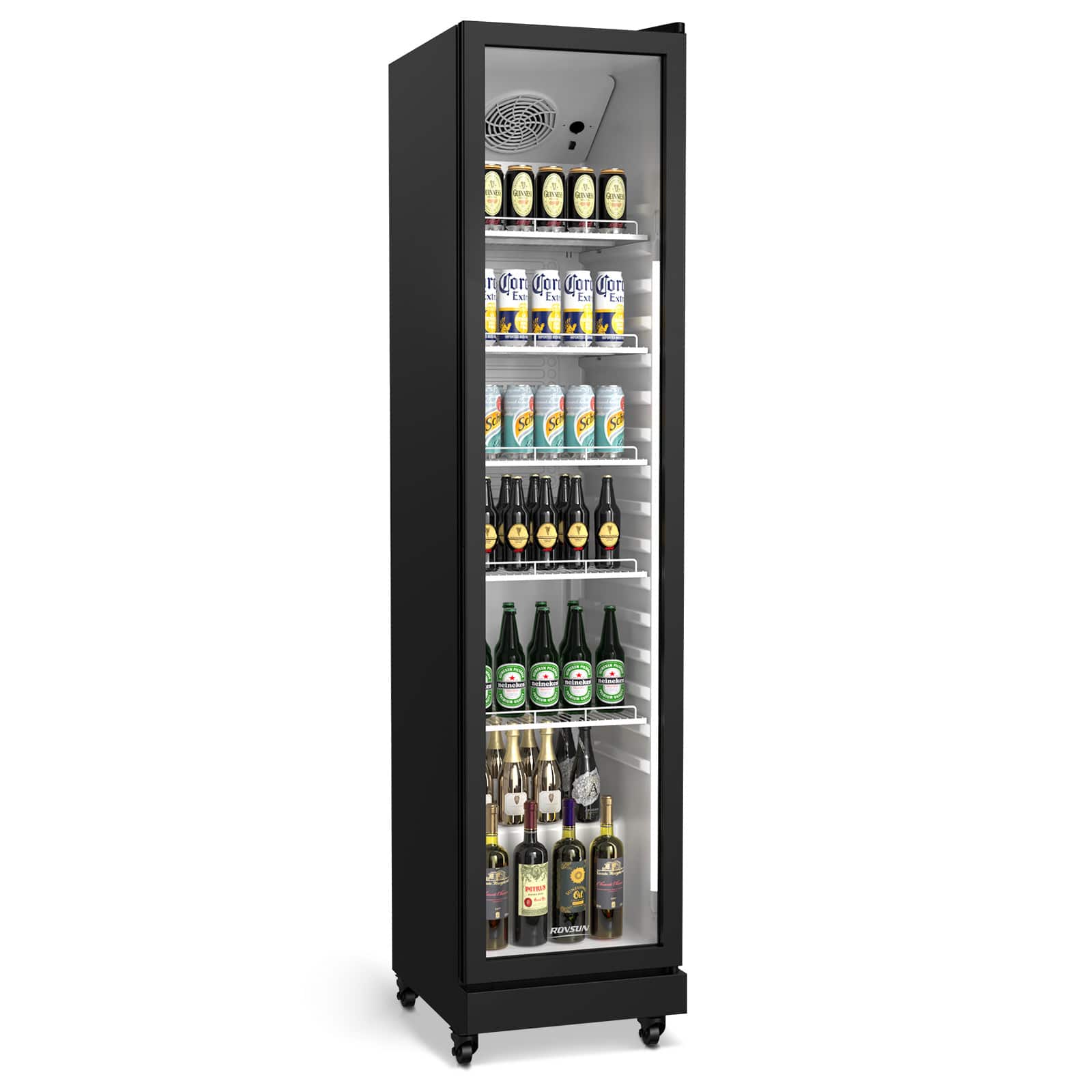Winado - 8 Cu.Ft Commercial Beverage Refrigerator ETL, Slim Merchandiser Display Refrigerator Beverage Cooler Glass Door, LED - Black