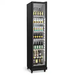 Winado - 8 Cu.Ft Commercial Beverage Refrigerator ETL, Slim Merchandiser Display Refrigerator Beverage Cooler Glass Door, LED - Black