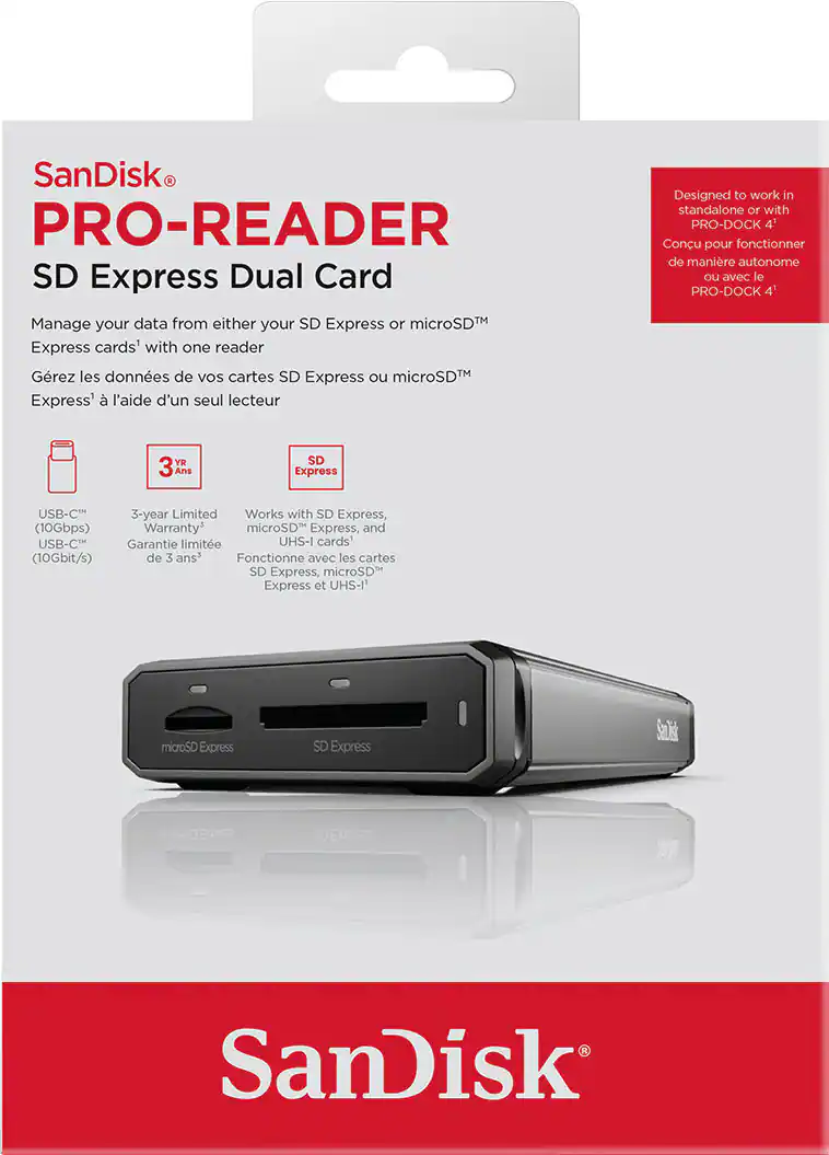 External Express Card Reader SANDISK PRO READER SD Express Dual Memory Card Reader Black SDDR-A451 ...