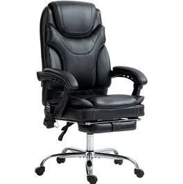 Forest'nSky - PU Leather Heated Reclining Office Chair with Footrest,Wheels - Black