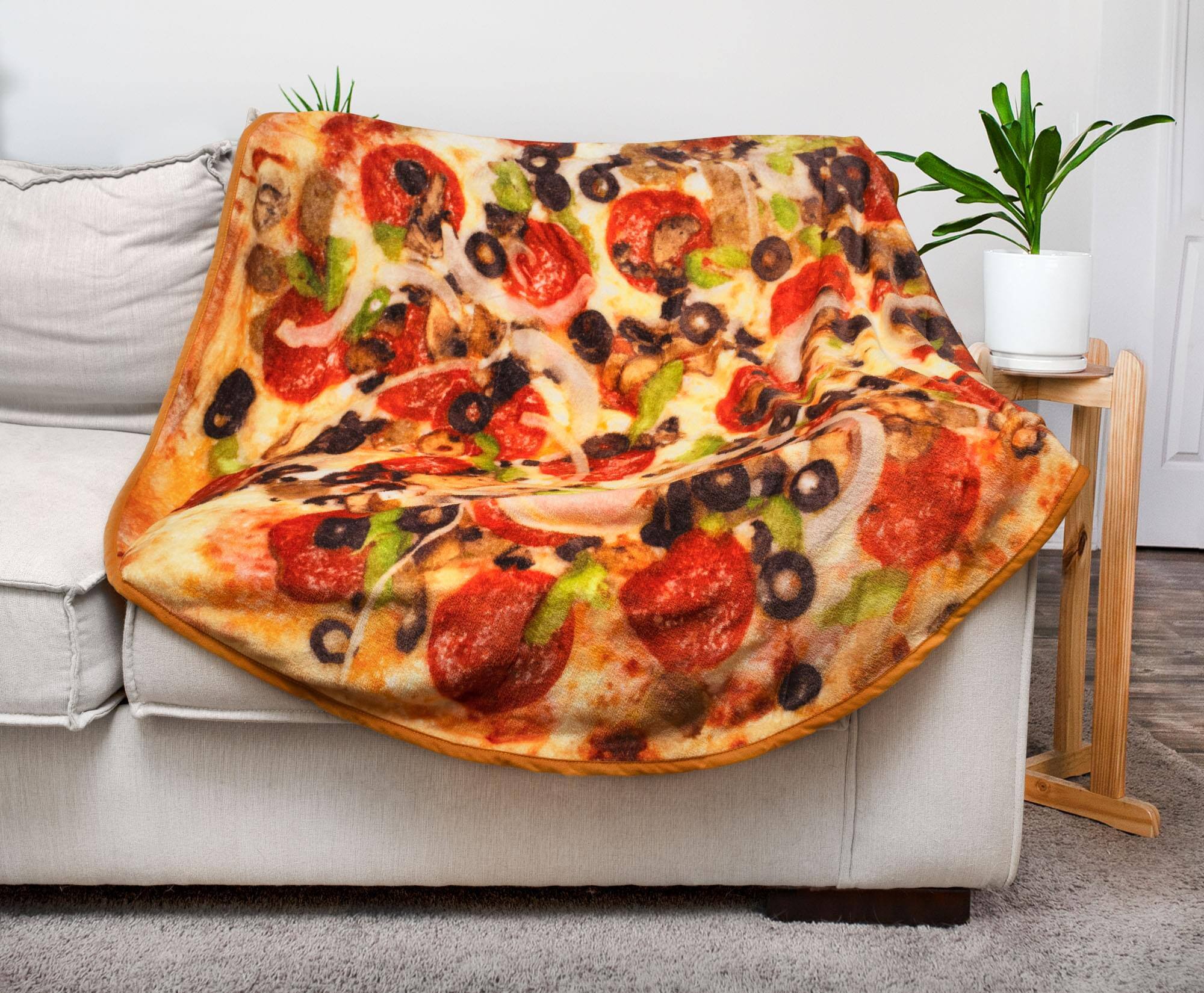Alt View 10. Toynk - Supreme Pizza Round Fleece Throw Blanket | 60 Inches - Red.