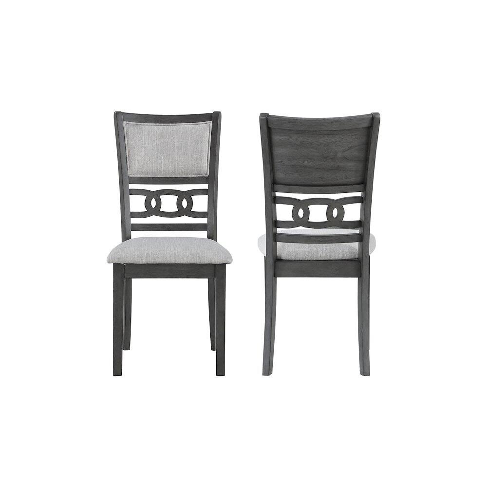 Front. New Classic Furniture - Gia Gray Wood Dining Chair with Fabric Seat (Set of 4) - Grey.