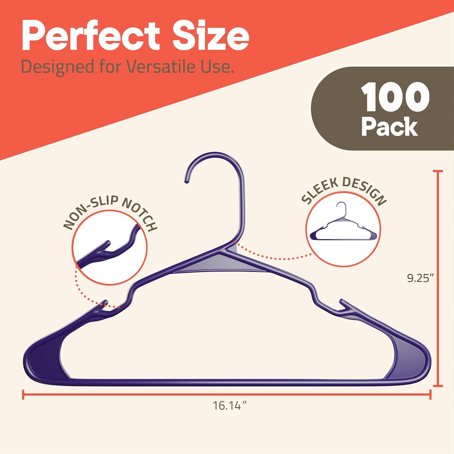Perfect Size, Designed for Versatile Use, 100 Pack, Non-Slip Notch, Sleek Design, 9.25", 16.14"