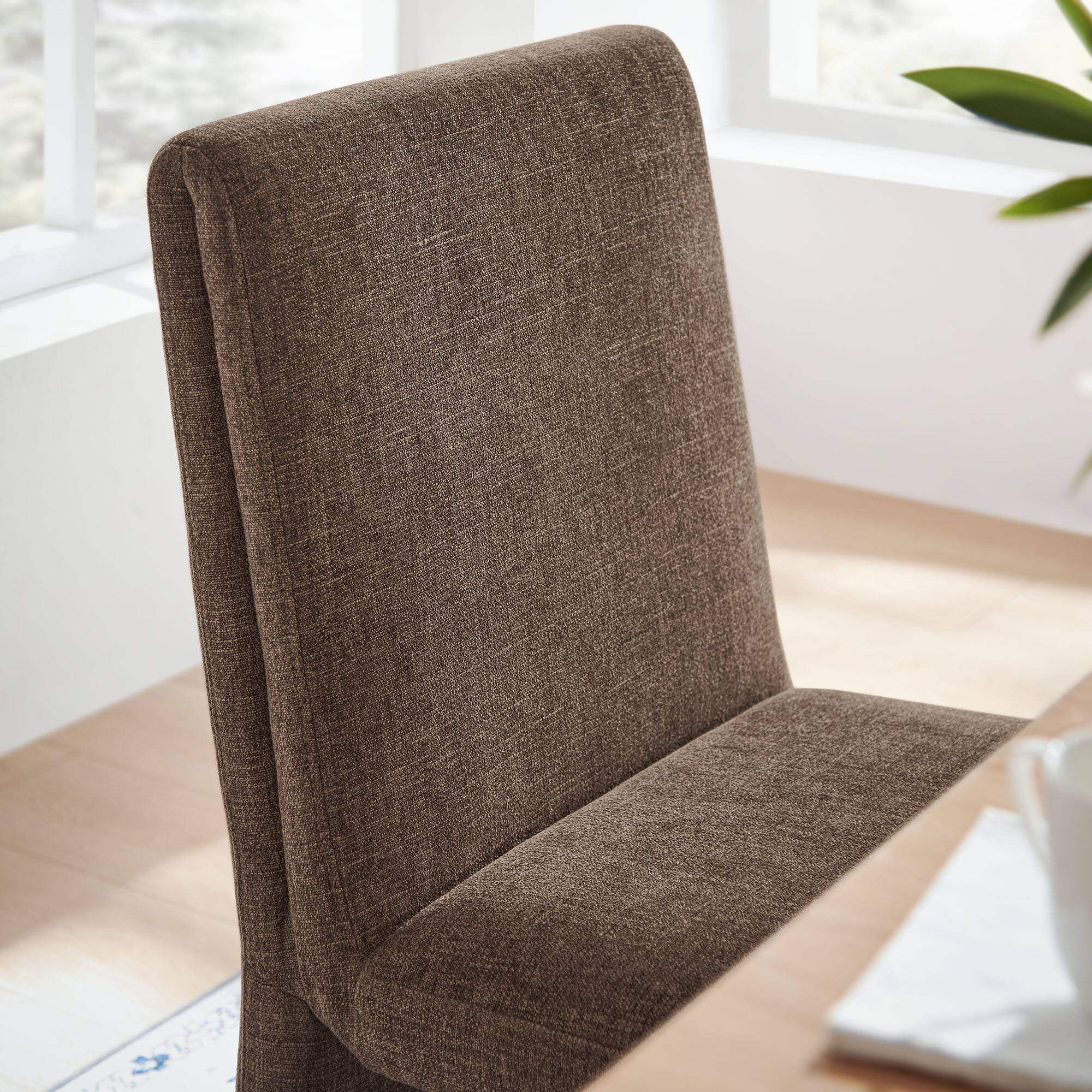 Alt View 5. Modway - Emory Fabric Upholstered Dining Side Chair by Modway - Brown.