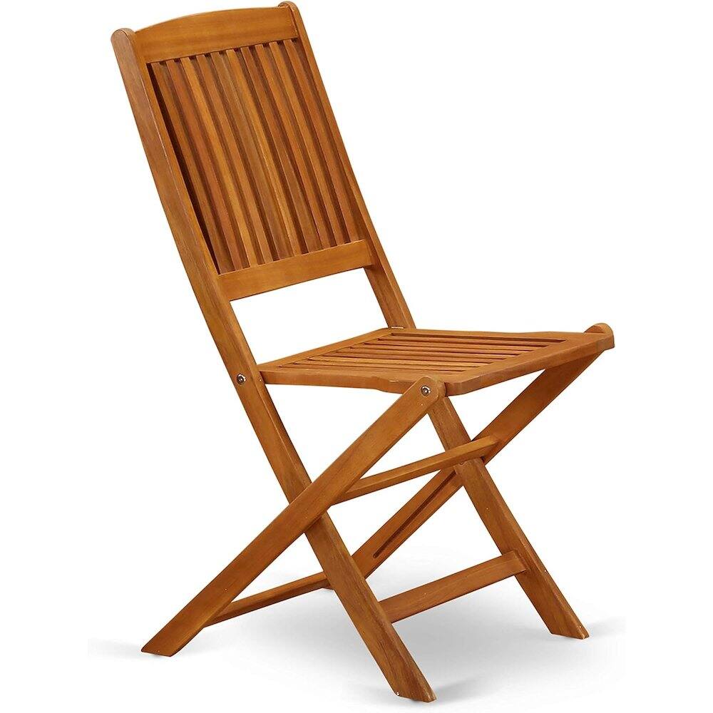 Angle. East West Furniture - AECM7CWNA - 7 Piece Excellent Outdoor Patio Set-Beautiful Wooden Folding Table with 6 Arm Less Outdoor Chairs- Natural - Natural Oil.