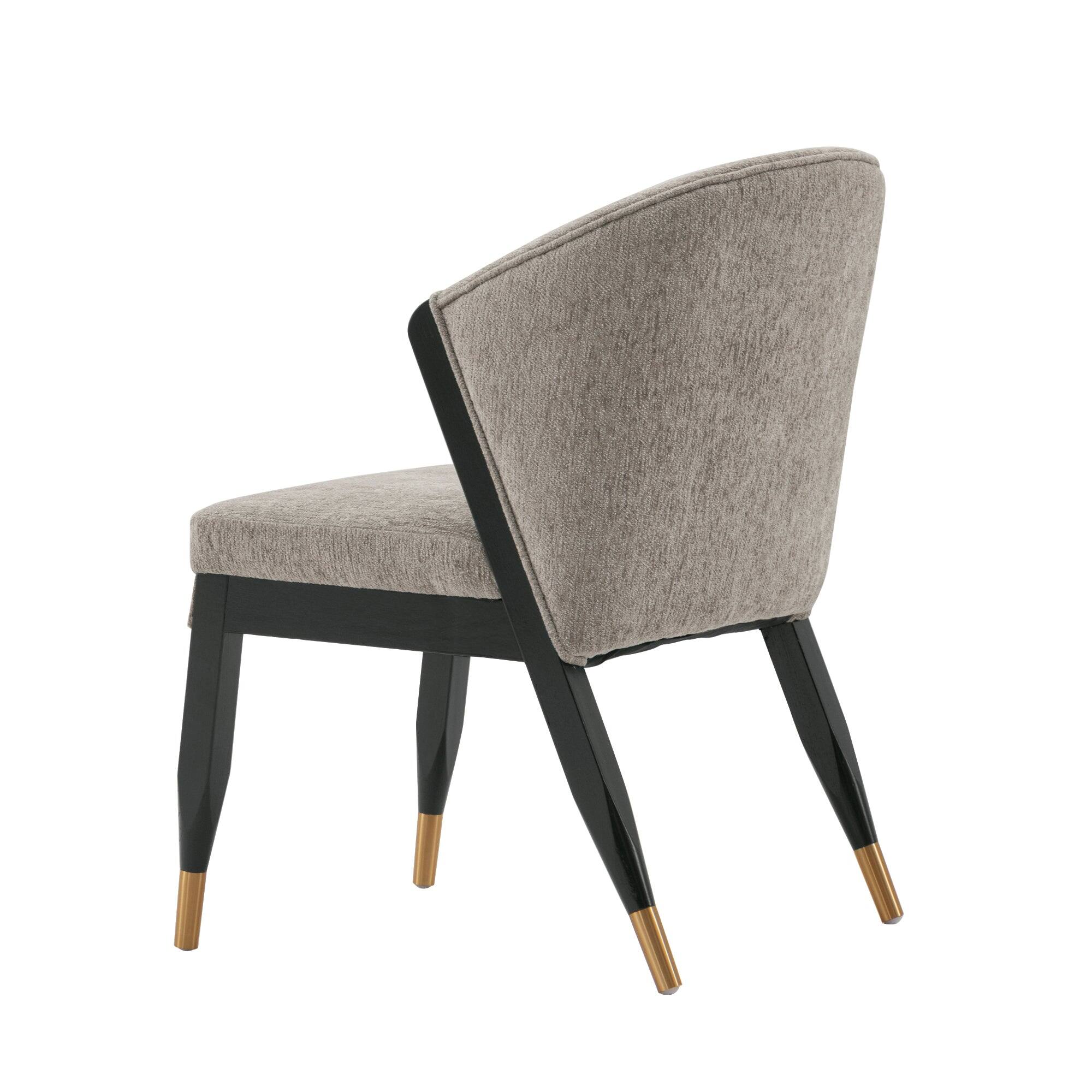 Alt View 3. Manhattan Comfort - Ola Modern Wood Chenille Dining Chair - Set of 2 - Stone.